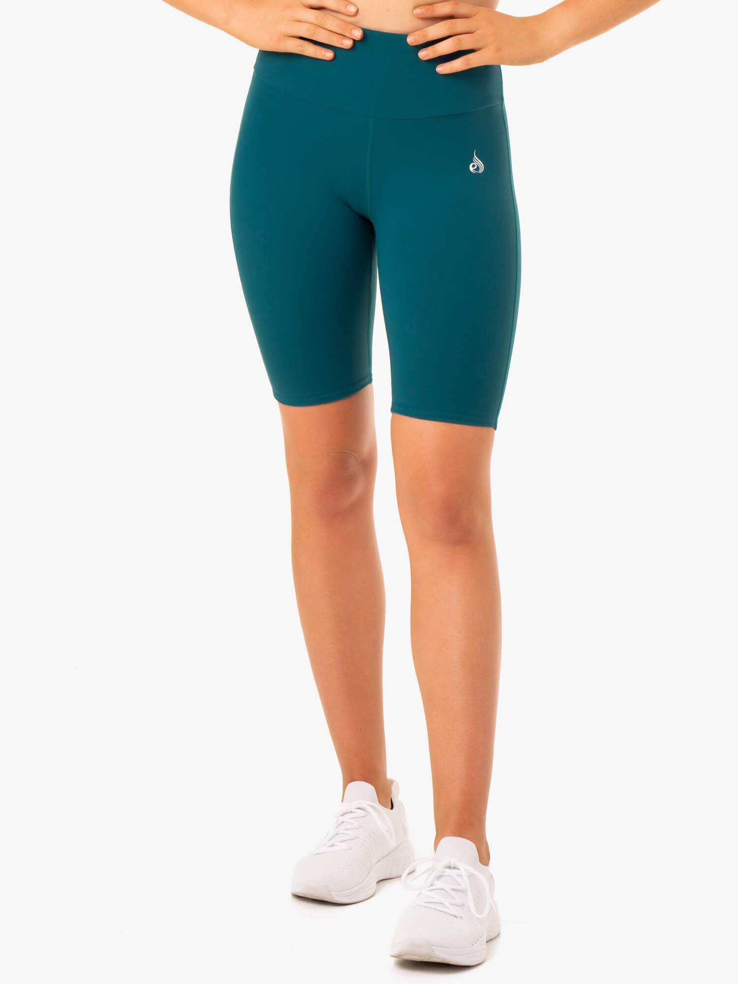 High Waisted Scrunch Butt Bike Shorts for Women - Emerald Green - Workout, Yoga, Running & Lounge Wear