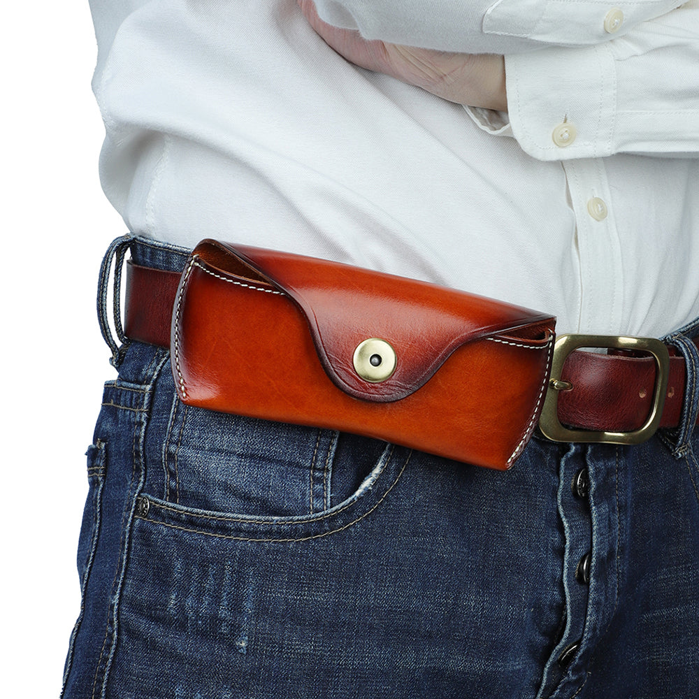 Premium Unisex Handmade Leather Glasses Holder Case - Vintage Style Eyeglass Chain for Reading & Sunglasses - Perfect for Home, Office & Travel Accessories