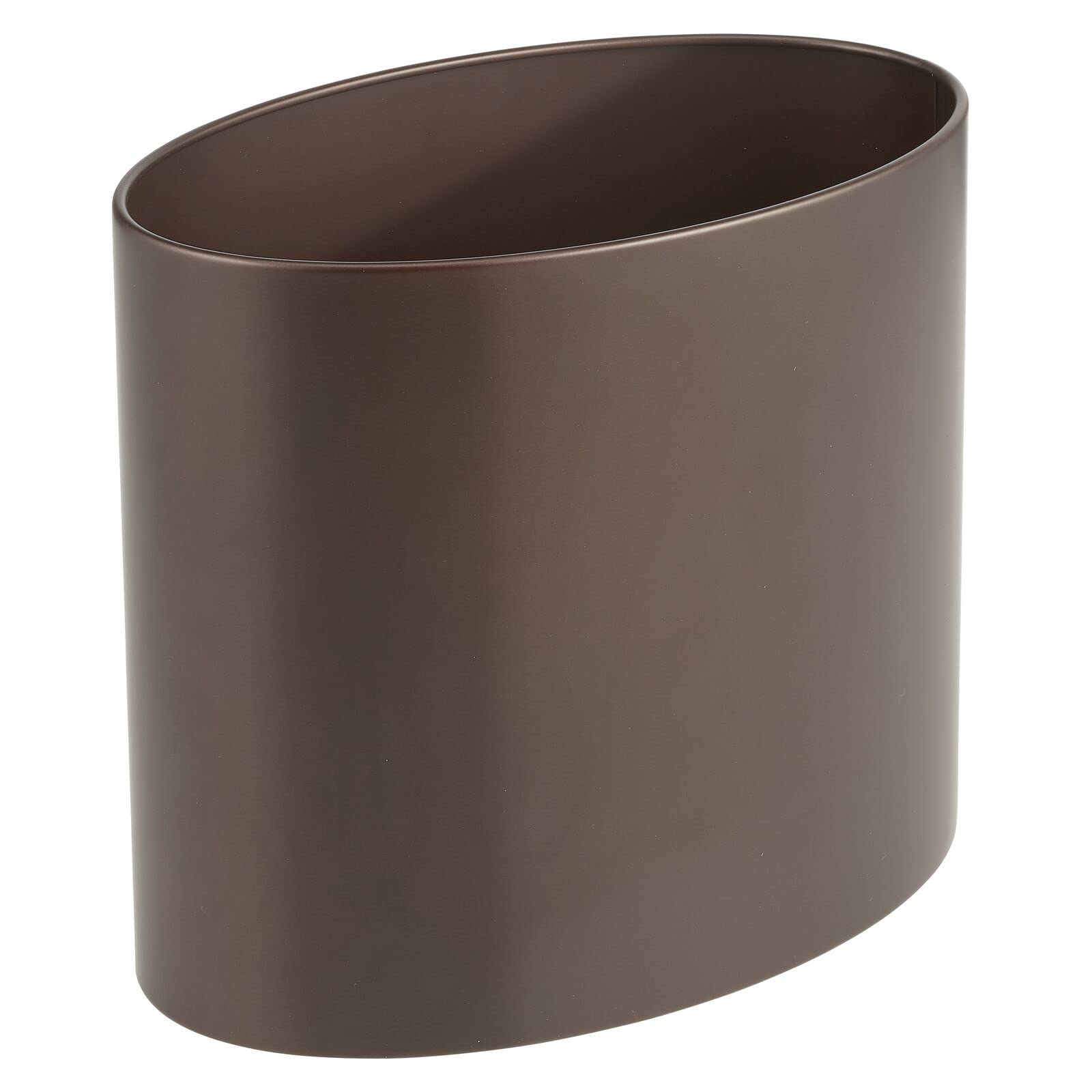 mDesign Stainless Steel Metal Oval Trash Can - 7.9L/2.09G Waste Basket for Bathroom, Bedroom, Kitchen & Office - Bronze Mirri Collection - Perfect for Recycling & Waste Disposal in Small Spaces
