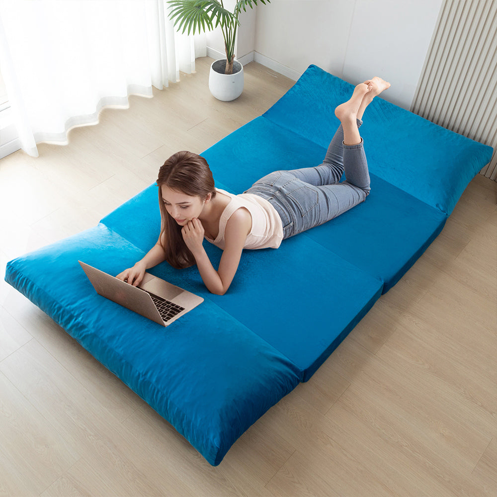 MAXYOYO Velvet Bean Bag Folding Sofa Bed for Adults - Dark Grey Washable Cover - Perfect for Living Room, Bedroom & Dorm Room Lounging