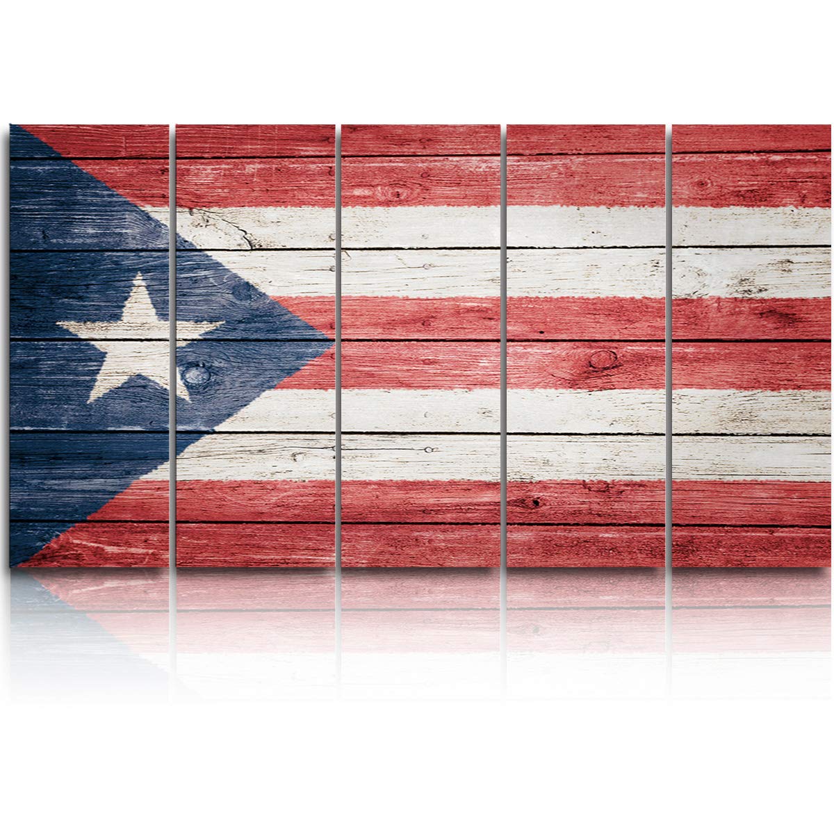 Chucoco Oil Paintings on Canvas - Puerto Rico National Flag Abstract Wall Art, Framed Ready to Hang - Perfect for Living Room, Kitchen, Bedroom & Office Decor | Handmade Canvas Artwork for Home & Gift