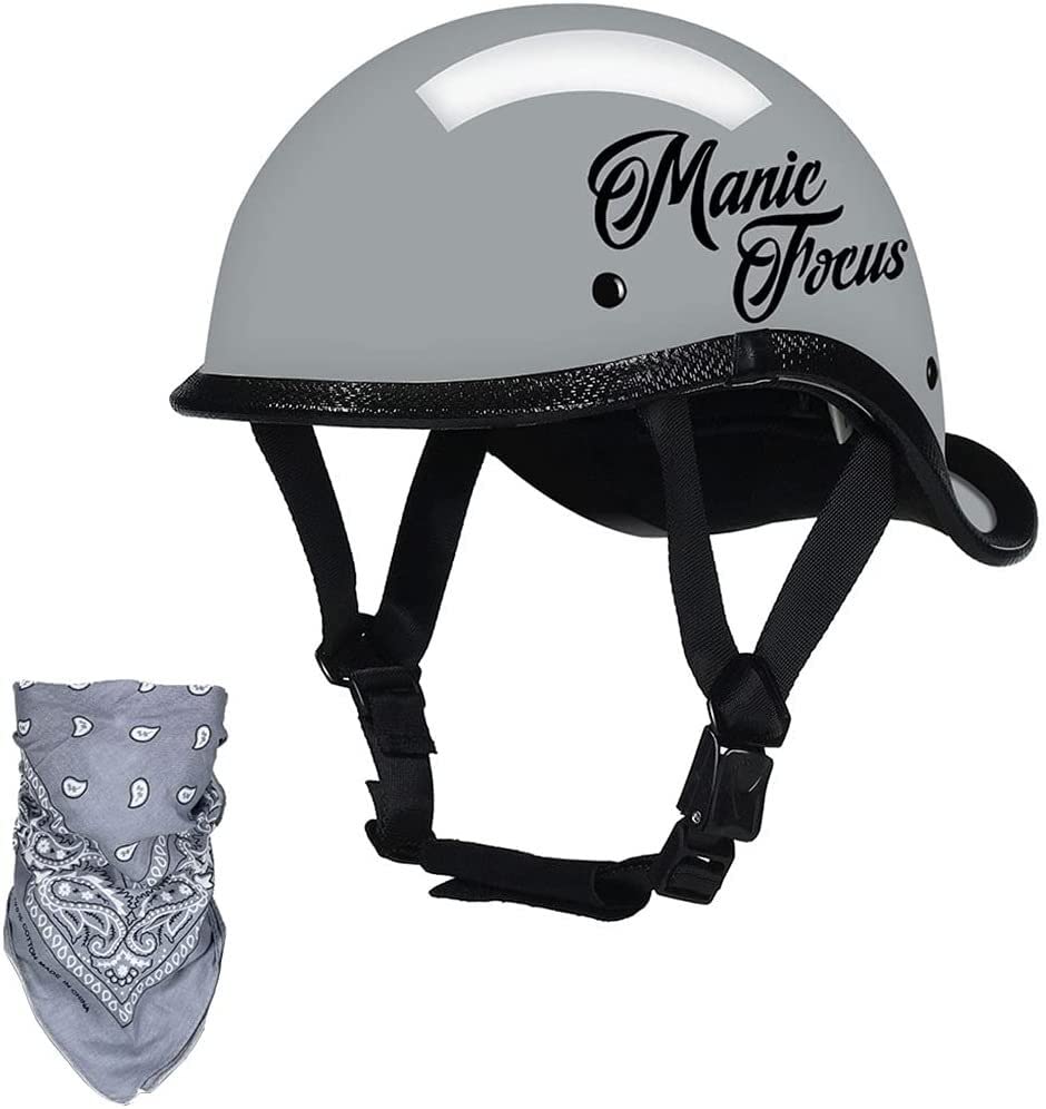 DLPACKJ German Style Retro Skull Cap Chopper Scooter Moped ATV Helmet - DOT & ECE Approved Open Face Motorcycle Half Helmet for Men & Women - Perfect for Summer Riding, Cruising & Vintage Bike Enthusiasts