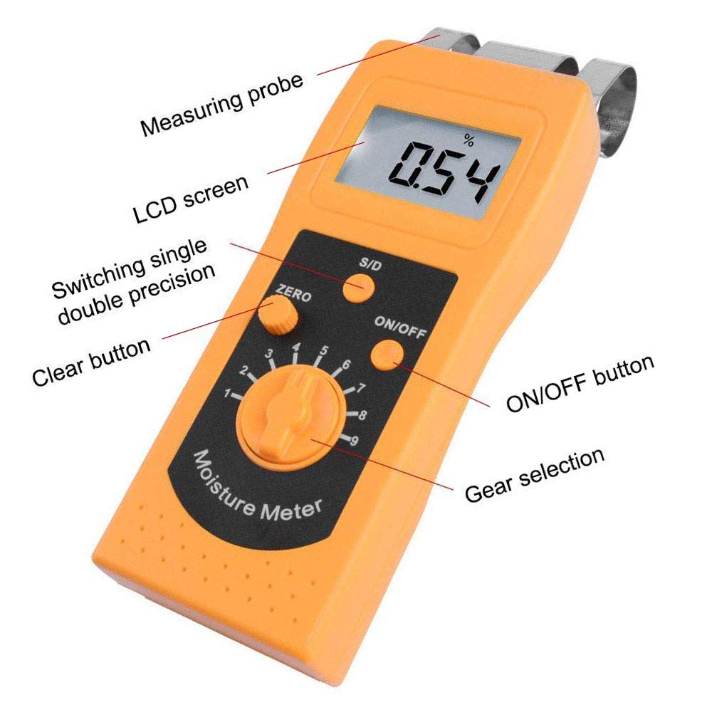 Digital Textile Moisture Meter Tester - 0.0% to 90% Measuring Range for Cotton, Clothes, Yarn & Wool - Perfect for Fabric Quality Control in Textile Manufacturing & Laundry Services