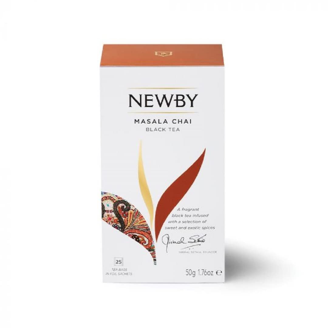 Premium Newby Masala Chai Black Tea - 25 Individually Wrapped Tea Bags | Authentic Indian Spiced Tea Blend | Perfect for Morning Boost, Afternoon Relaxation & Chai Latte Making