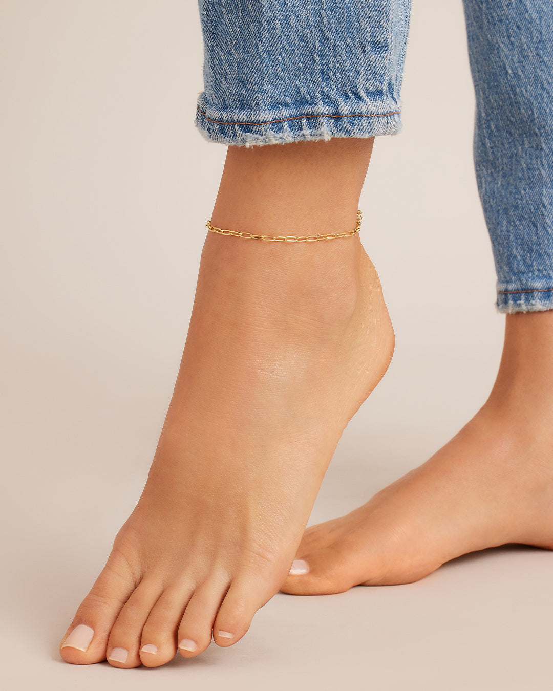 Parker Mini Anklet - Dainty Gold Ankle Bracelet for Women, Delicate Adjustable Chain Foot Jewelry, Perfect for Beach, Summer & Everyday Wear