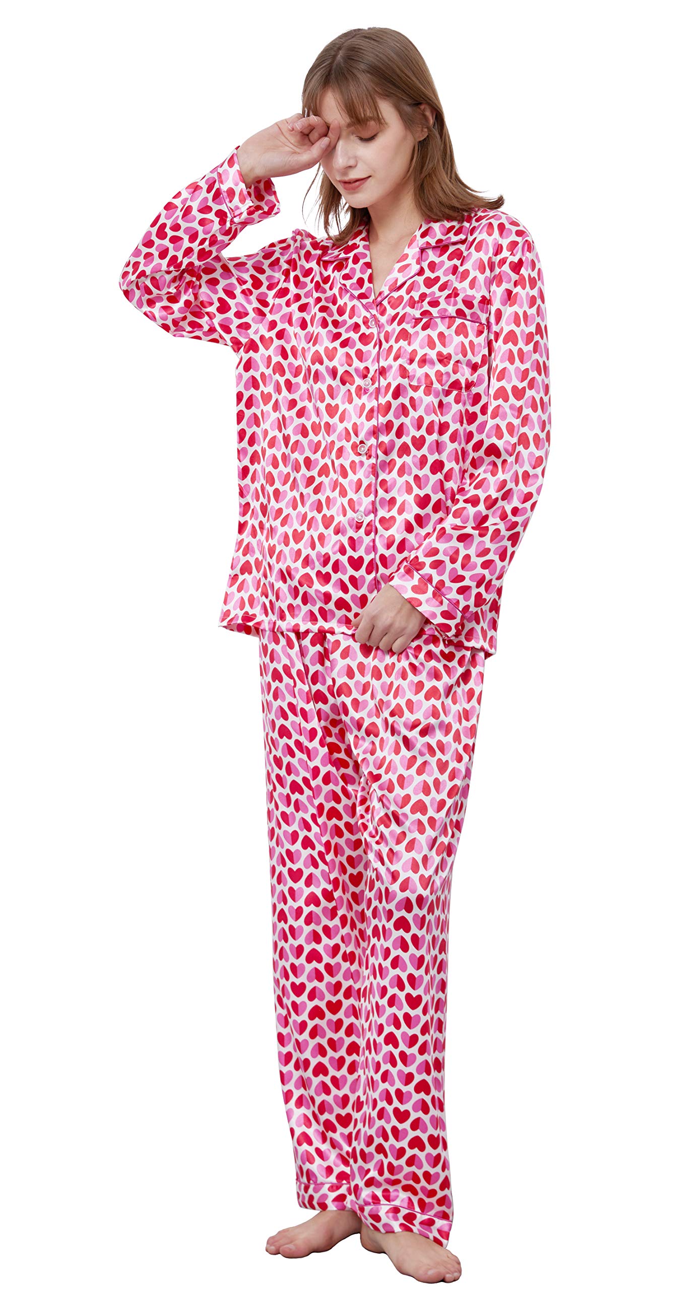 Women's Classic Satin Pajama Set - Soft Sleepwear & Loungewear for Comfortable Nights - Perfect for Relaxing at Home, Spa Days, and Gift Giving