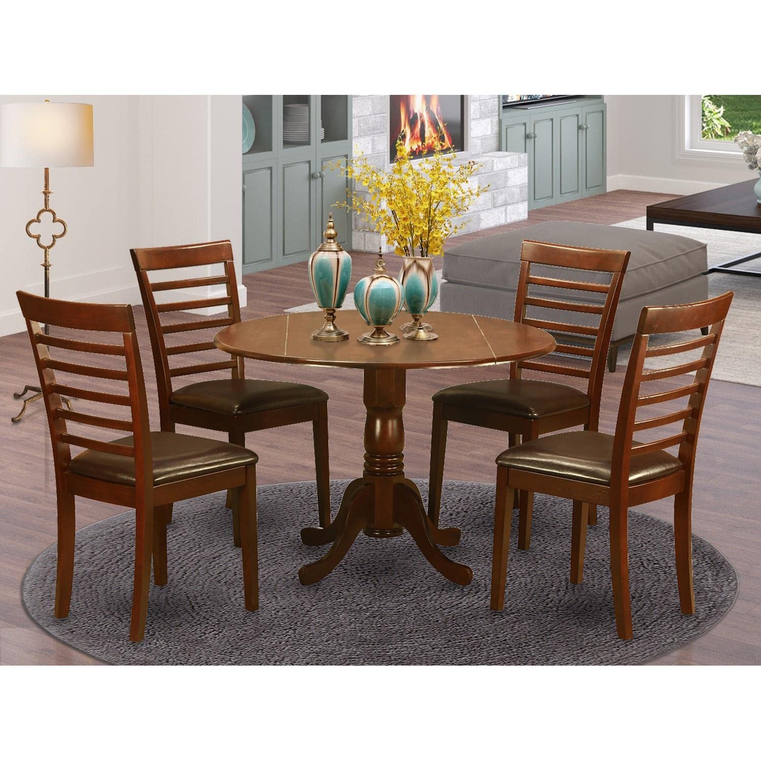 East West Furniture DLML5-MAH-LC 5-Piece Modern Mahogany Dining Set - 42