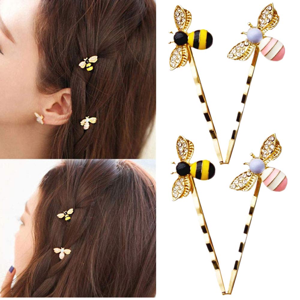 6 Pcs Cute Bee Hair Clips - Decorative Metal Hair Pins for Women & Girls, Curved Hair Grips for Short & Long Hairstyles - Perfect for Daily Wear, Parties & Weddings