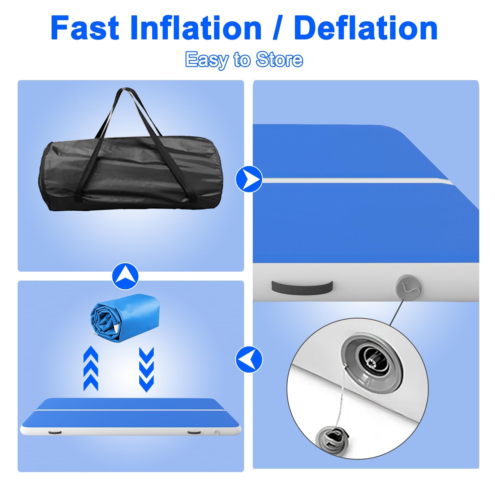8-Inch Thick Inflatable Tumbling Track Mat for Gymnastics - 13ft/16ft/20ft/26ft x 6.6ft Air Mat with Electric Pump | Perfect for Home Training, Gymnastics Practice & Tumbling Exercises