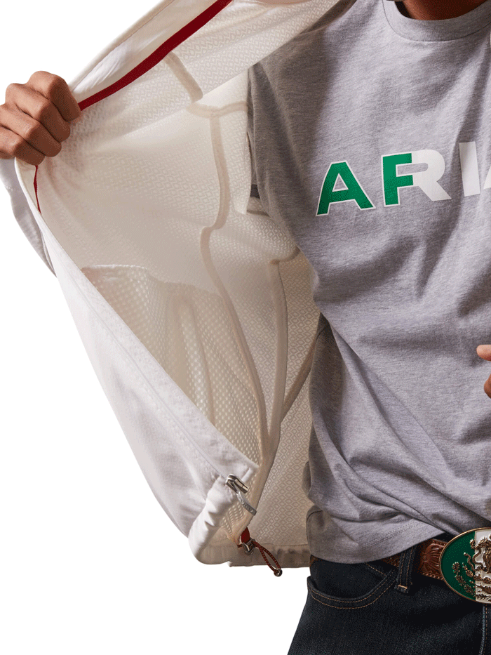 Ariat Men's New Team Softshell Jacket - Mexico Edition in White | Water-Resistant & Breathable for Outdoor Work & Casual Wear