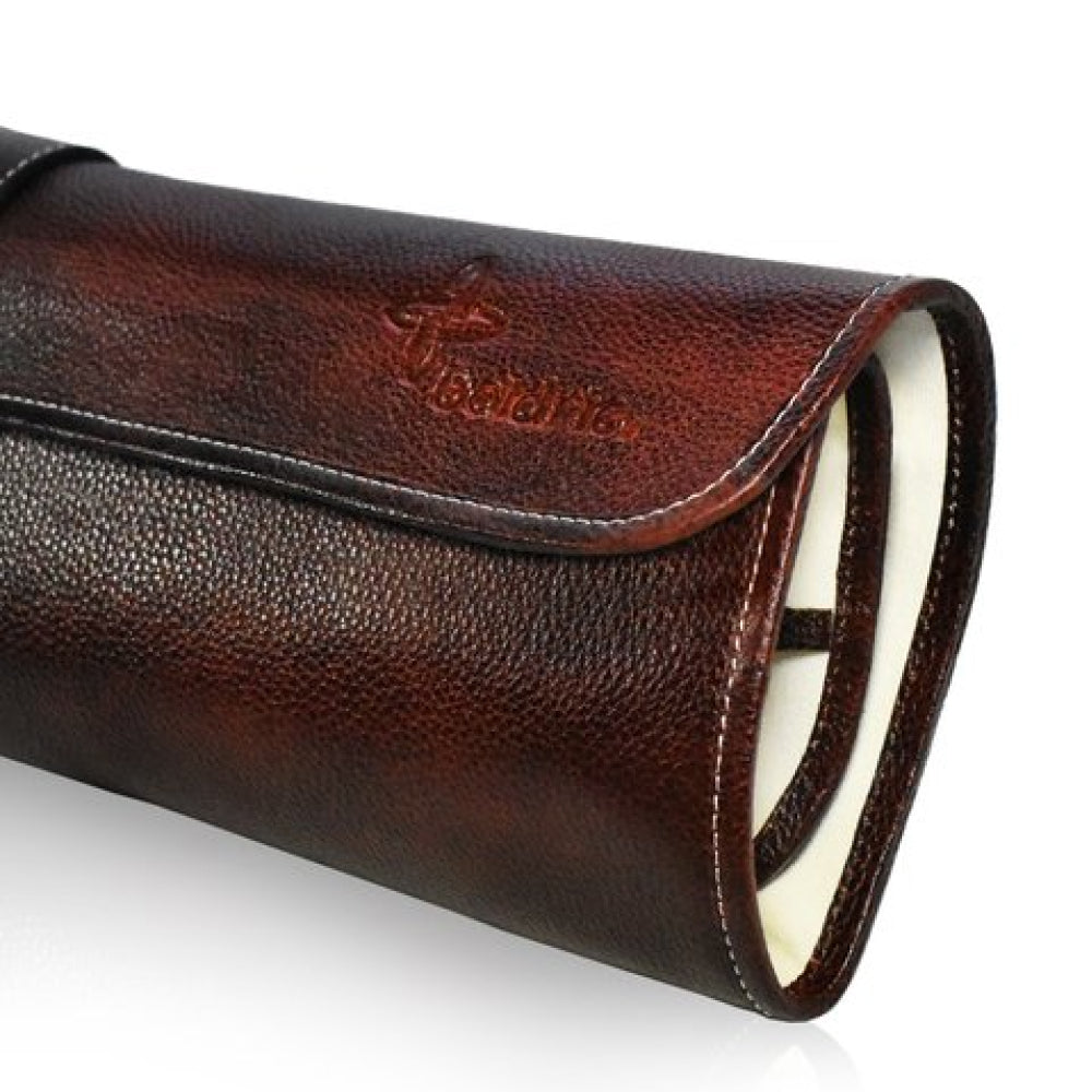 BOLB122 8-Pocket Brown Leather Knife Roll Bag with Buckle - Perfect for Chefs, Butchers & Outdoor Enthusiasts - Durable & Stylish Knife Storage for Kitchen, Hunting & Camping