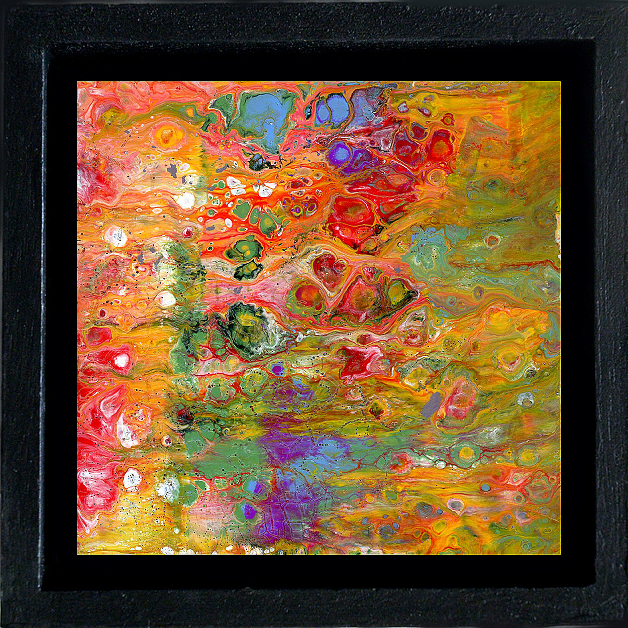 Anthony Ciambella Framed 4x4 Acrylic on Panel Painting - Modern Abstract Wall Art for Home & Office Decor
