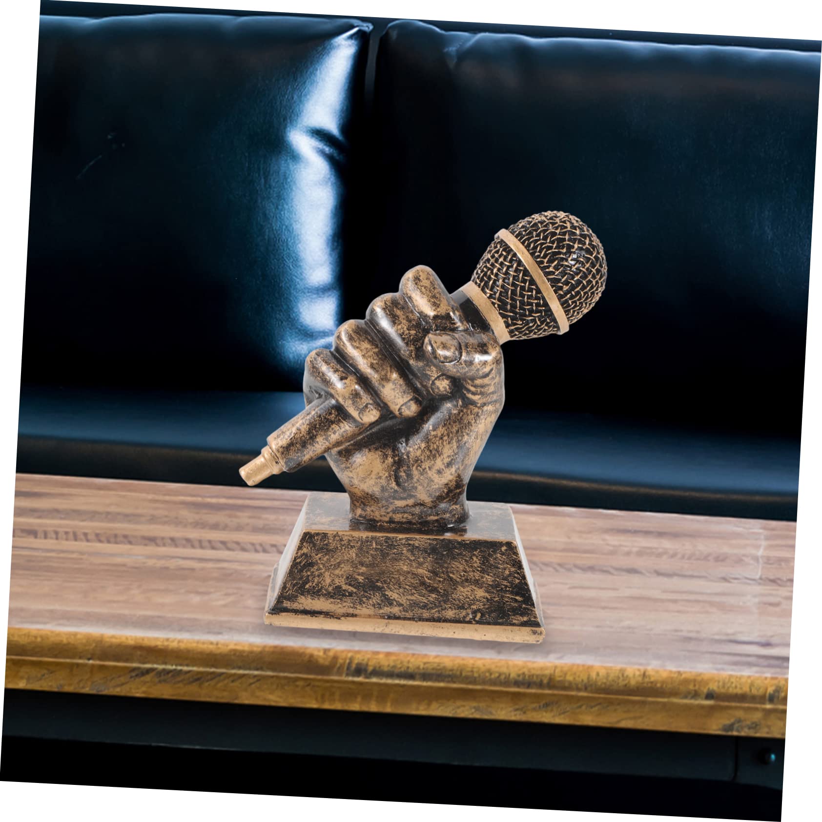 WOONEKY 2-Pack Mini Microphone Music Award Trophies - Resin Karaoke Singing Trophy for Party Decorations, Music Competitions & Performance Awards