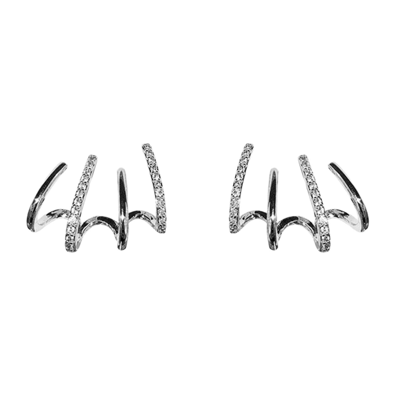 Trendy Gold Plated Zircon Stud Hoop Earrings for Women - Minimalist Dainty Tiny Ear Wrap Cuff Piercing Studs - Perfect for Parties, Weddings & Everyday Wear