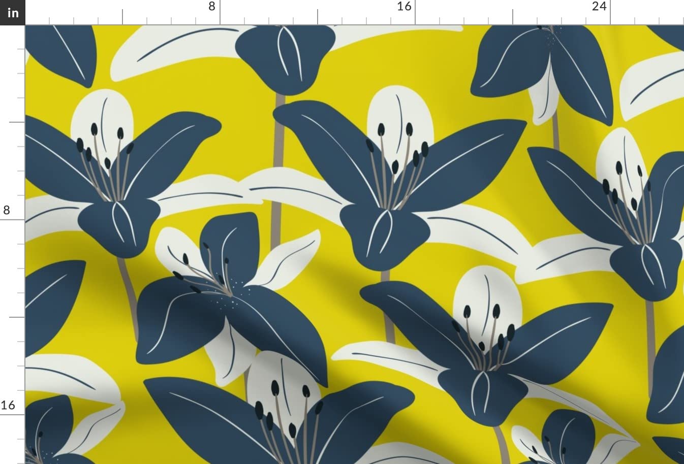 Blue Flowers Yellow Floral Modern Printed Minky Fabric Fat Quarter - Soft Plush Fabric for Sewing Baby Blankets, Quilt Backing & DIY Plush Toys - Premium Spoonflower Fabric for Nursery Decor & Craft Projects