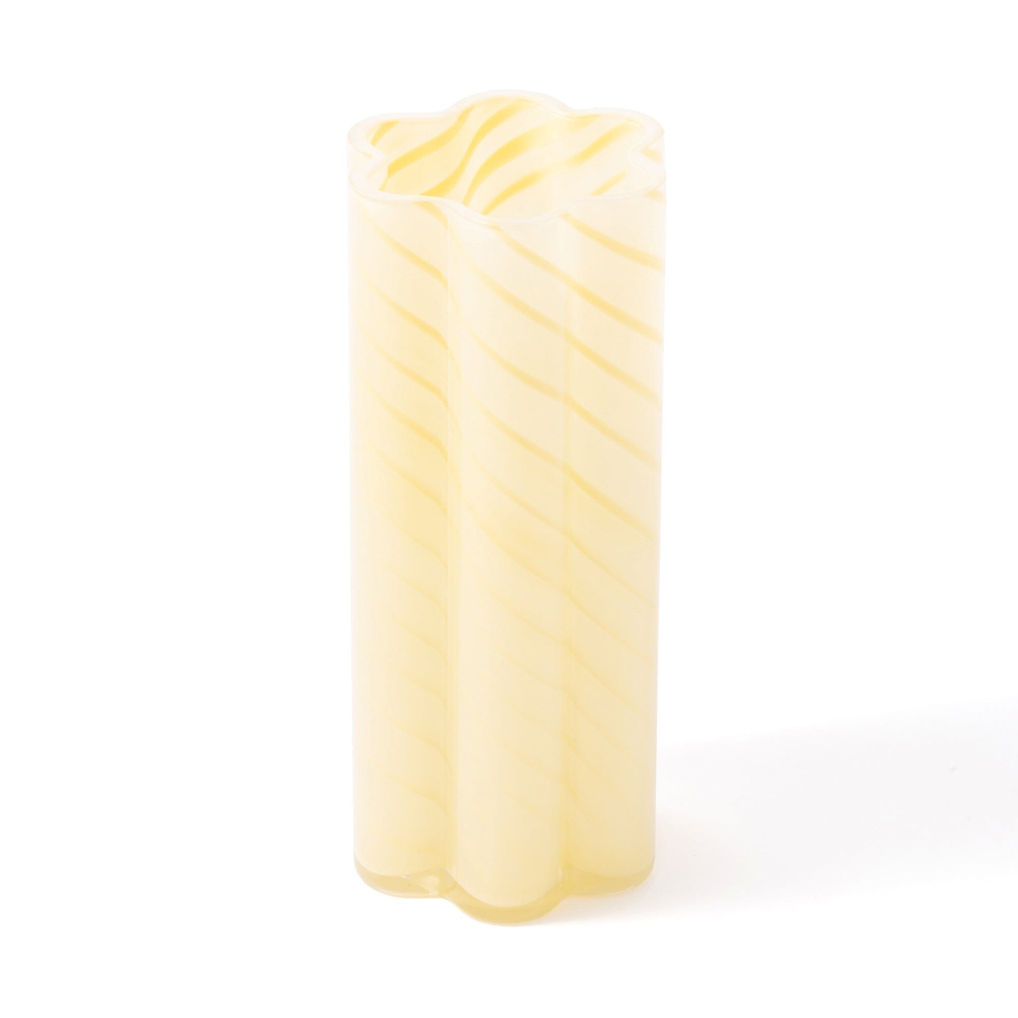 Light Yellow Floral Stripe Vase - Elegant Home Decor for Living Room, Dining Table & Wedding Centerpieces