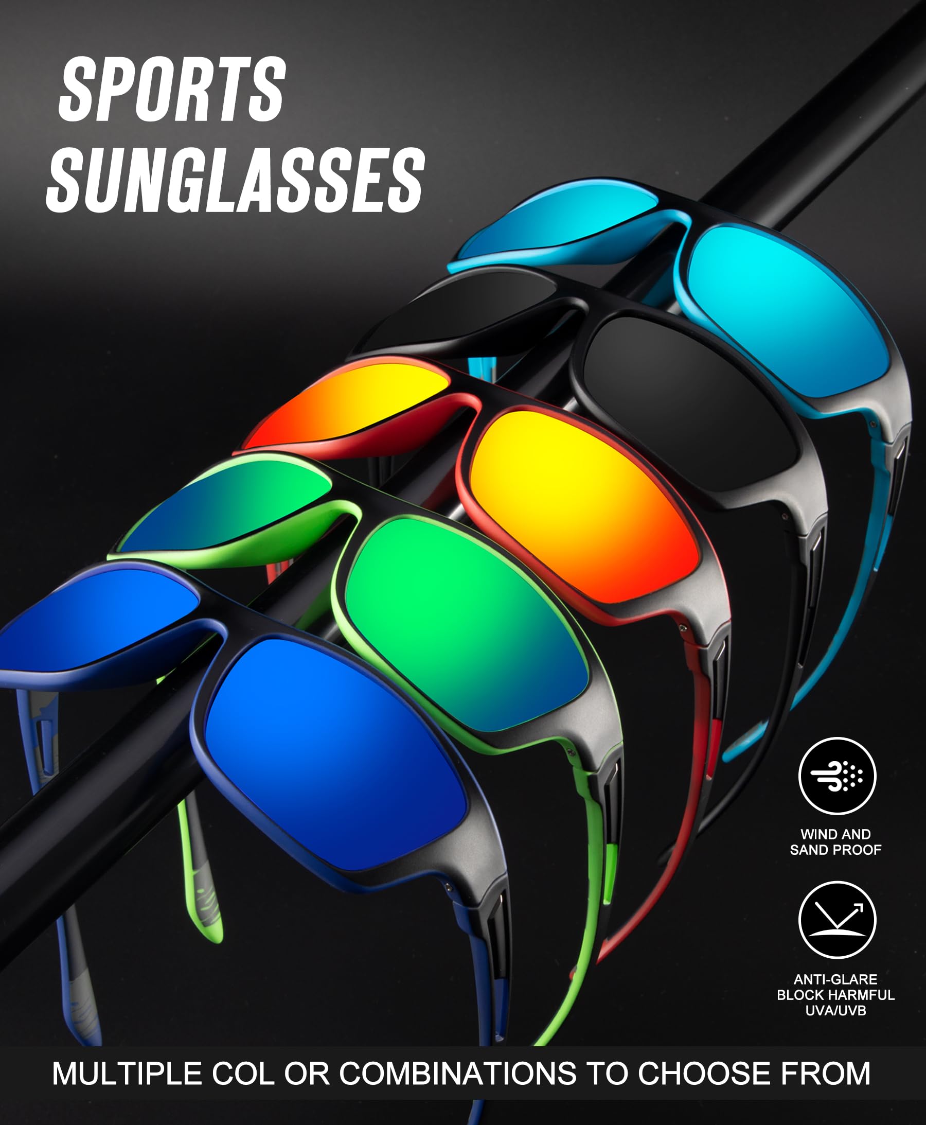 KALIYADI Polarized Sunglasses for Men - UV Protection Sports Sunglasses for Driving, Cycling, Fishing - Lightweight & Durable for Outdoor Activities