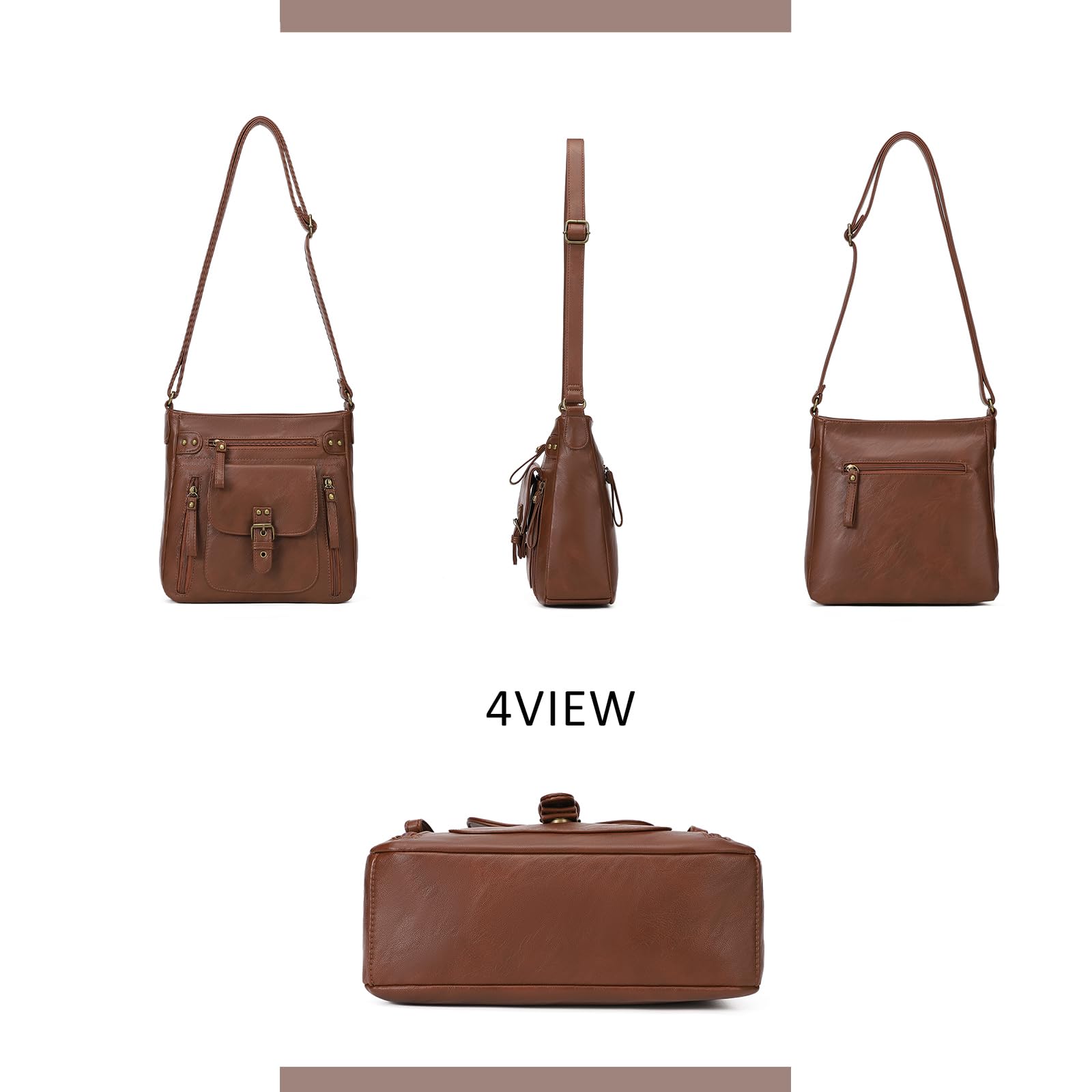 KL928 Women's Crossbody Bag with Multiple Pockets - Medium PU Leather Shoulder Purse for Everyday Use, Travel & Shopping