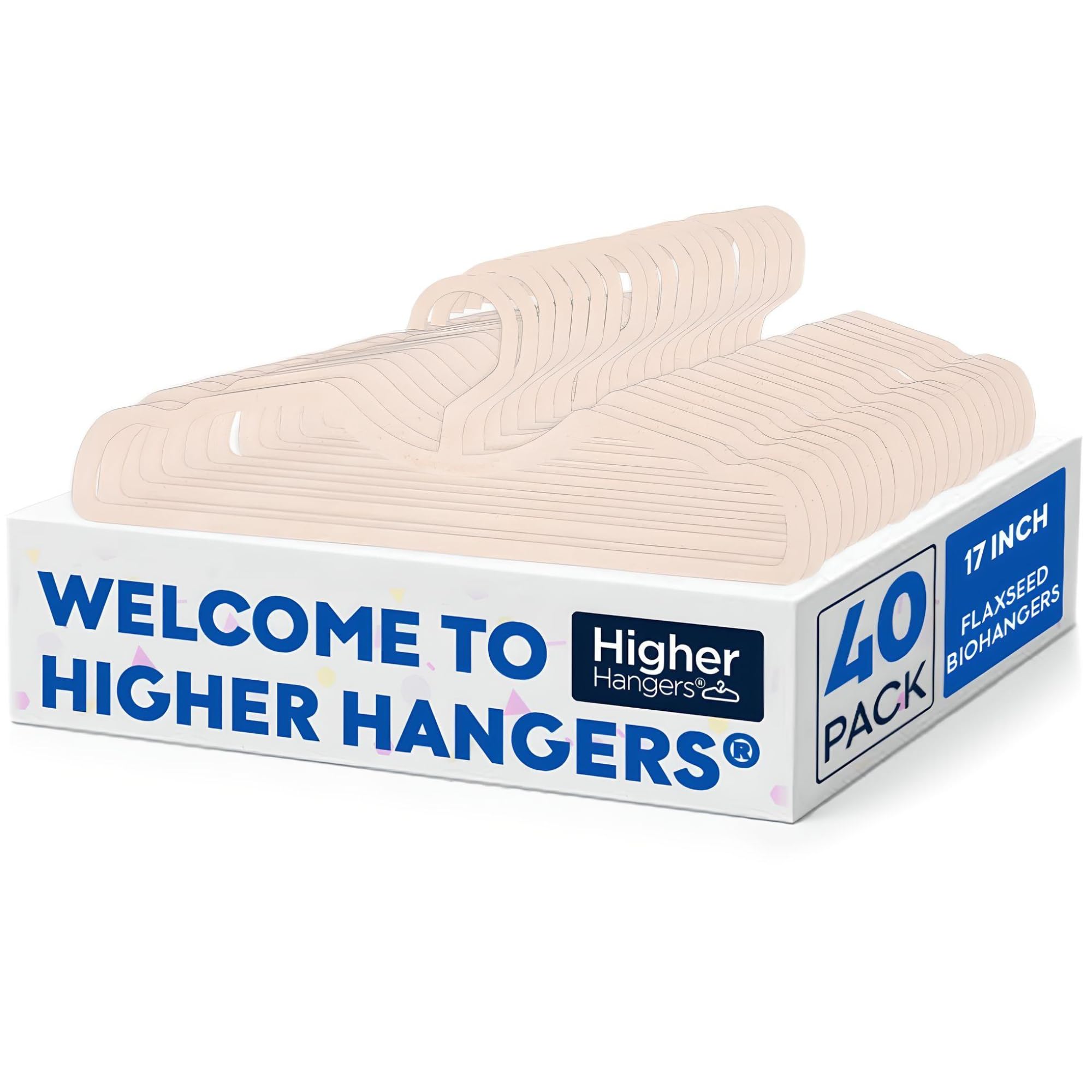 Eco-Friendly Flaxseed Clothes Hangers - 40 Pack Space Saving Hanger Set for Wrinkle-Free Closet Organization | Sustainable Wardrobe Solution for Dorms, RVs & Small Spaces | 17