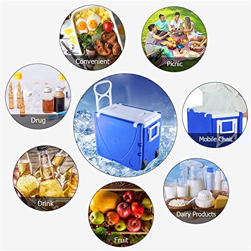Insulated Rolling Cooler with Table & 2 Foldable Camping Chairs - Portable Beverage Cooler for Picnics, Camping, Fishing, Tailgating & Outdoor Adventures (Blue)