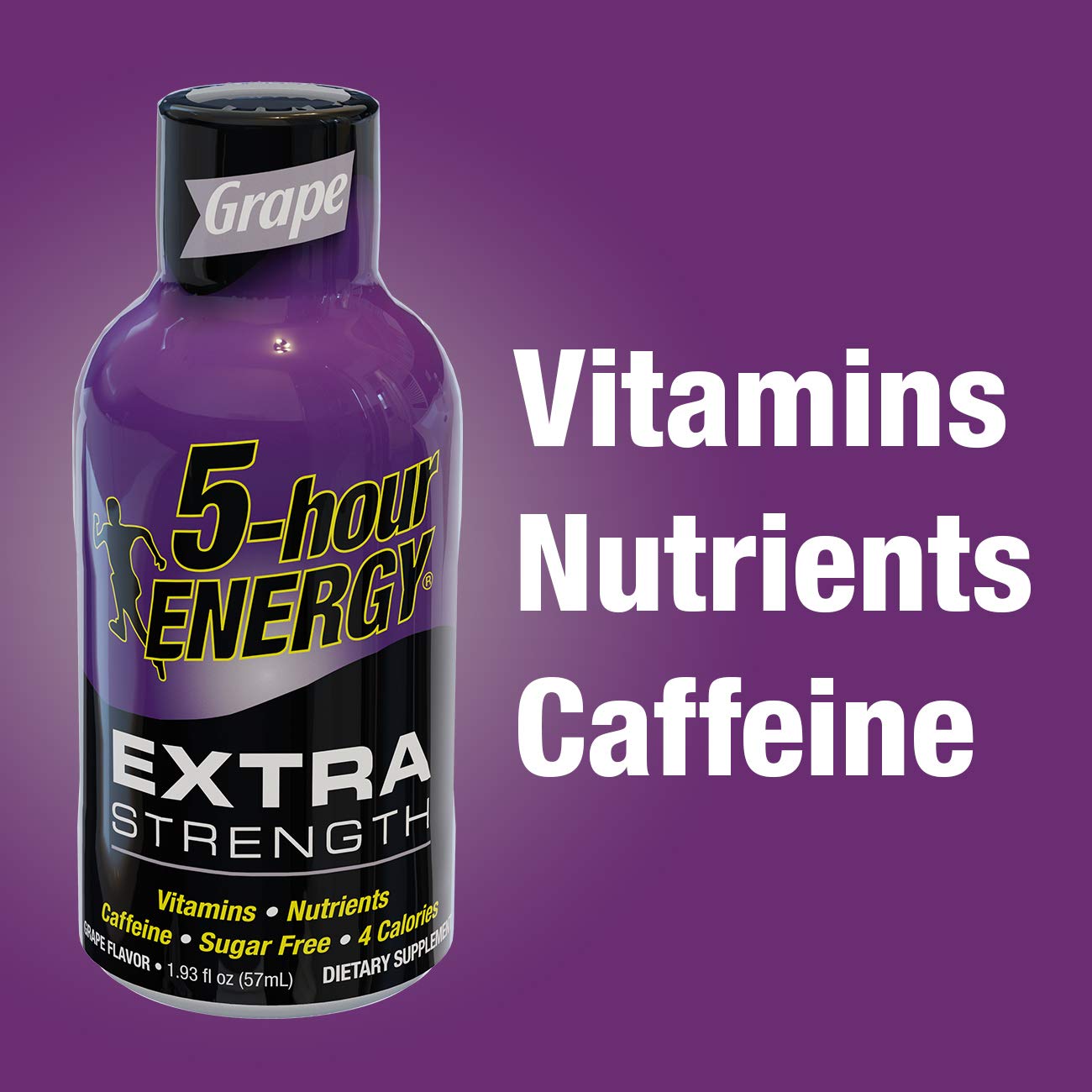 5 Hour Energy Shot Extra Strength Grape - 96 Pack of 2oz Bottles for Workout, Study & Long Drives | Caffeine & Vitamin Boost | Energy Drink Supplement