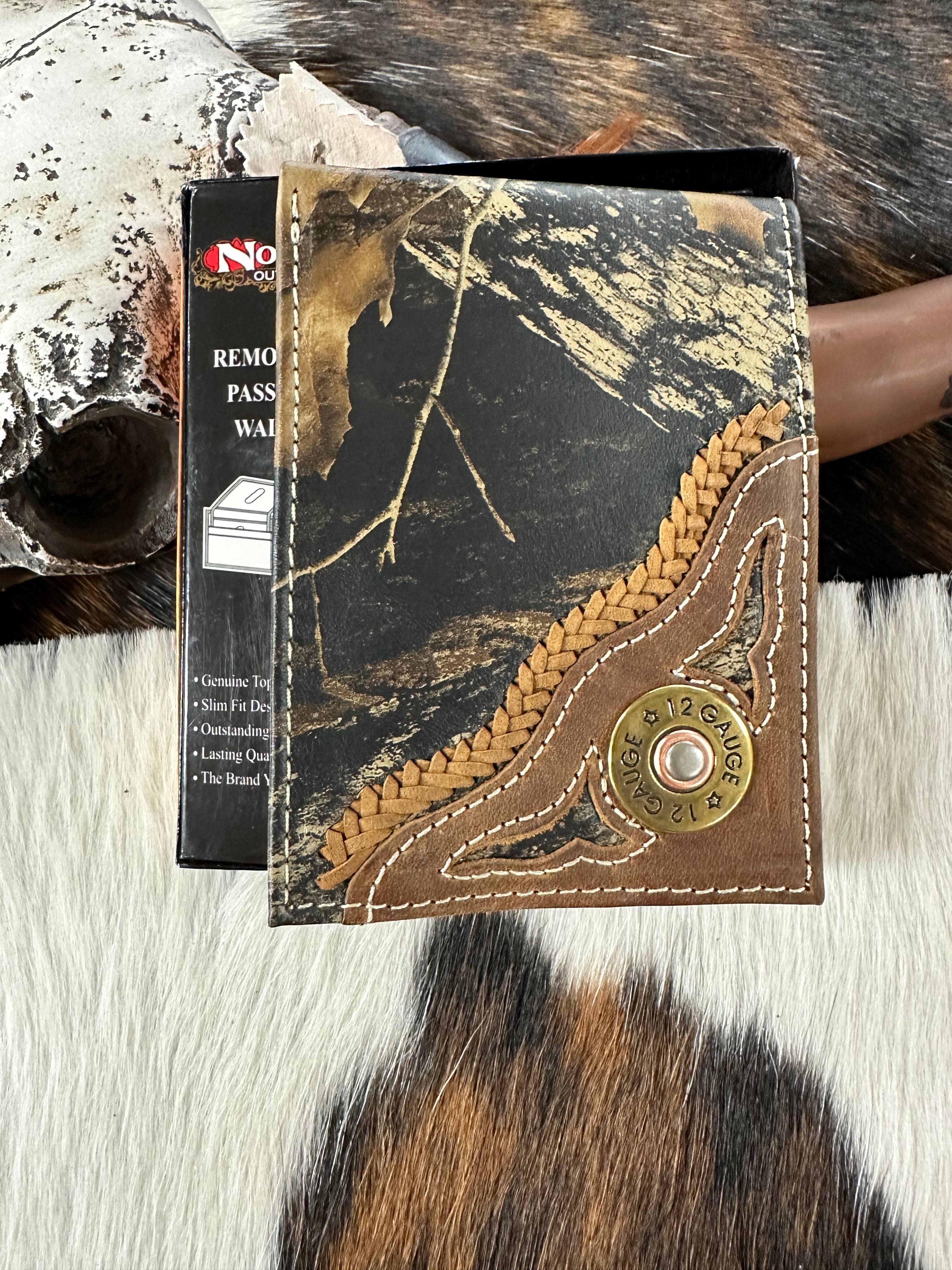 Nocona Camouflage Leather Wallet with Bullet Concho - Stylish Bifold Wallet for Men, Perfect for Outdoor Adventures & Everyday Use