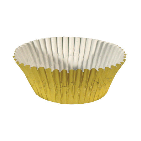 Ateco 6401 Gold Foil Baking Cups - 1 x 3/4 Inch Mini Size - Pack of 200 Disposable Cupcake Liners for Baking, Party Decorations & Holiday Desserts