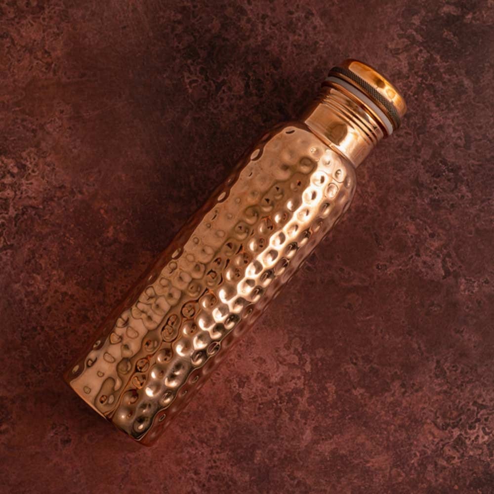 Premium 950ml Copper Water Bottle - Traditional Hammered Design for Ayurvedic Health Benefits | Perfect for Yoga, Meditation & Daily Hydration