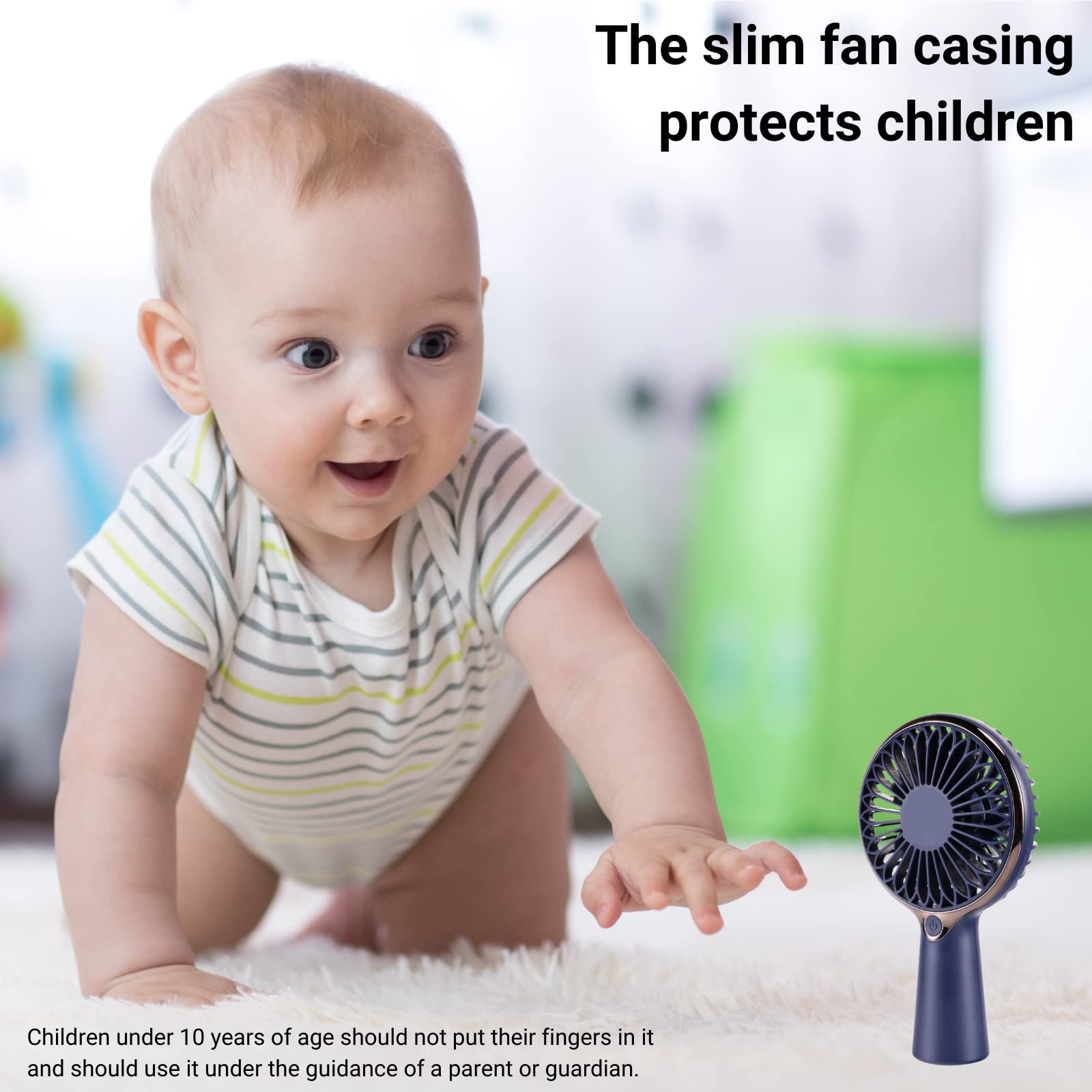 Portable Mini Fan - Handheld Personal Fan with 3 Speeds & 6-Hour Battery Life | USB Rechargeable Desk Fan for Office, Travel, Camping | Perfect for Kids, Men & Women - Stay Cool at Work, Outdoors & Home