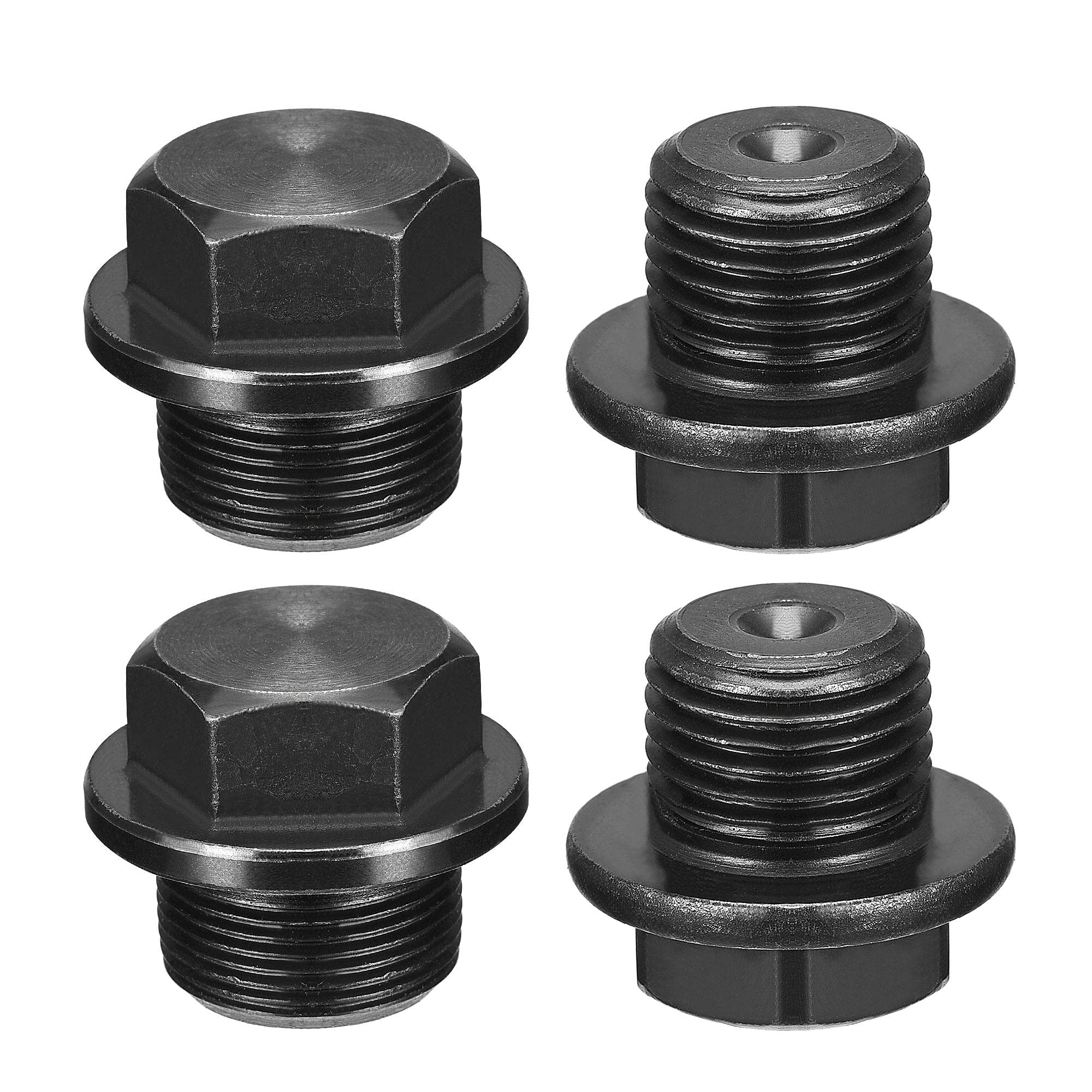 uxcell M16x1.5 Male Thread Carbon Steel Hex Head Socket Pipe Fitting Plug - 4PCS Set for Terminating Pipe Ends | Ideal for Plumbing, Hydraulic Systems & Industrial Applications