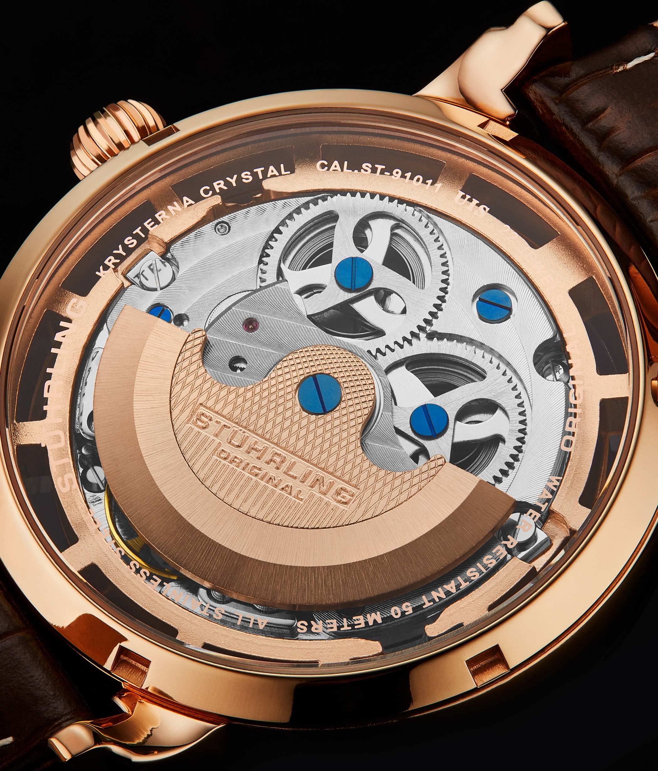 Stuhrling Original Legacy Men's Automatic Watch - 46mm Stainless Steel Case, Genuine Leather Strap, Black Dial - Perfect for Business, Casual & Formal Occasions