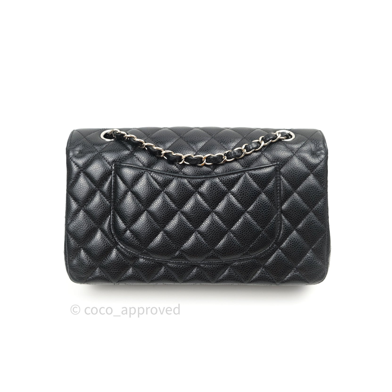 Chanel Classic Medium Double Flap Bag Black Caviar Leather with Silver Hardware - Luxury Shoulder Bag for Women, Perfect for Work, Parties & Special Occasions