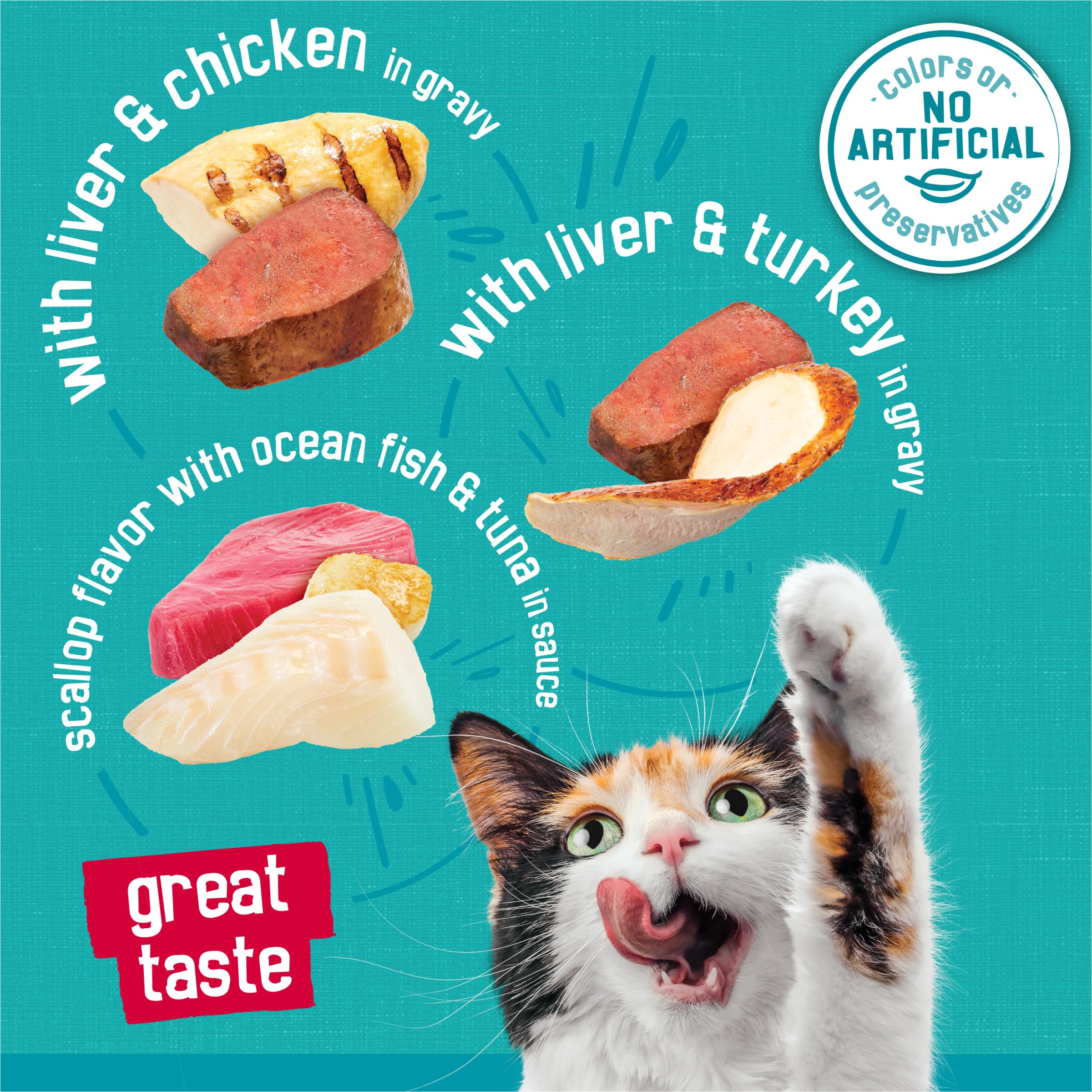 Purina Friskies Wet Cat Food Variety Pack - 12 Cans (5.5 oz Each) | Ocean Fish, Tuna, Chicken & Turkey Prime Filets | High Protein Cat Food for Adult Cats | Perfect for Mealtime, Travel & Picky Eaters