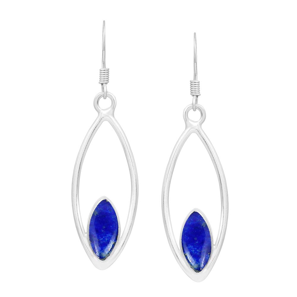 3.95 Carats Marquise Cut Natural Gemstone Earrings for Women - Handmade Boho Dangle Birthstone Jewelry | Perfect Gift for Wife, Girlfriend, Mother | Ideal for Weddings, Parties & Everyday Wear