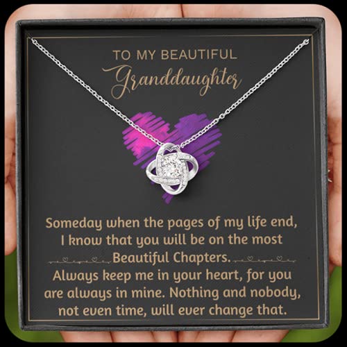 Love Knot Necklace for Granddaughter - Personalized Jewelry Gift with Message Card & Gift Box - Perfect for Birthday, Graduation, Class of 2022 & Special Occasions - Heartwarming Keepsake for Granddaughters
