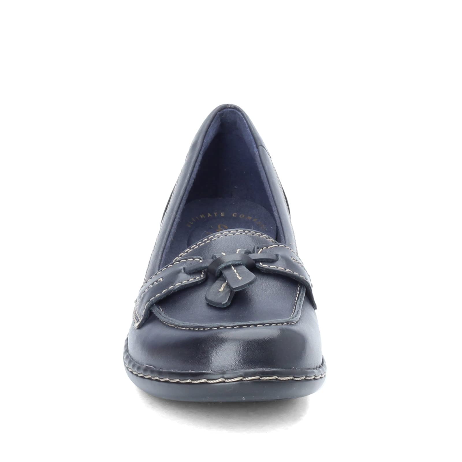 Clarks Women's Ashland Bubble Slip-On Loafers - Navy, 9.5 X-Wide US - Comfortable Casual Shoes for Work & Travel