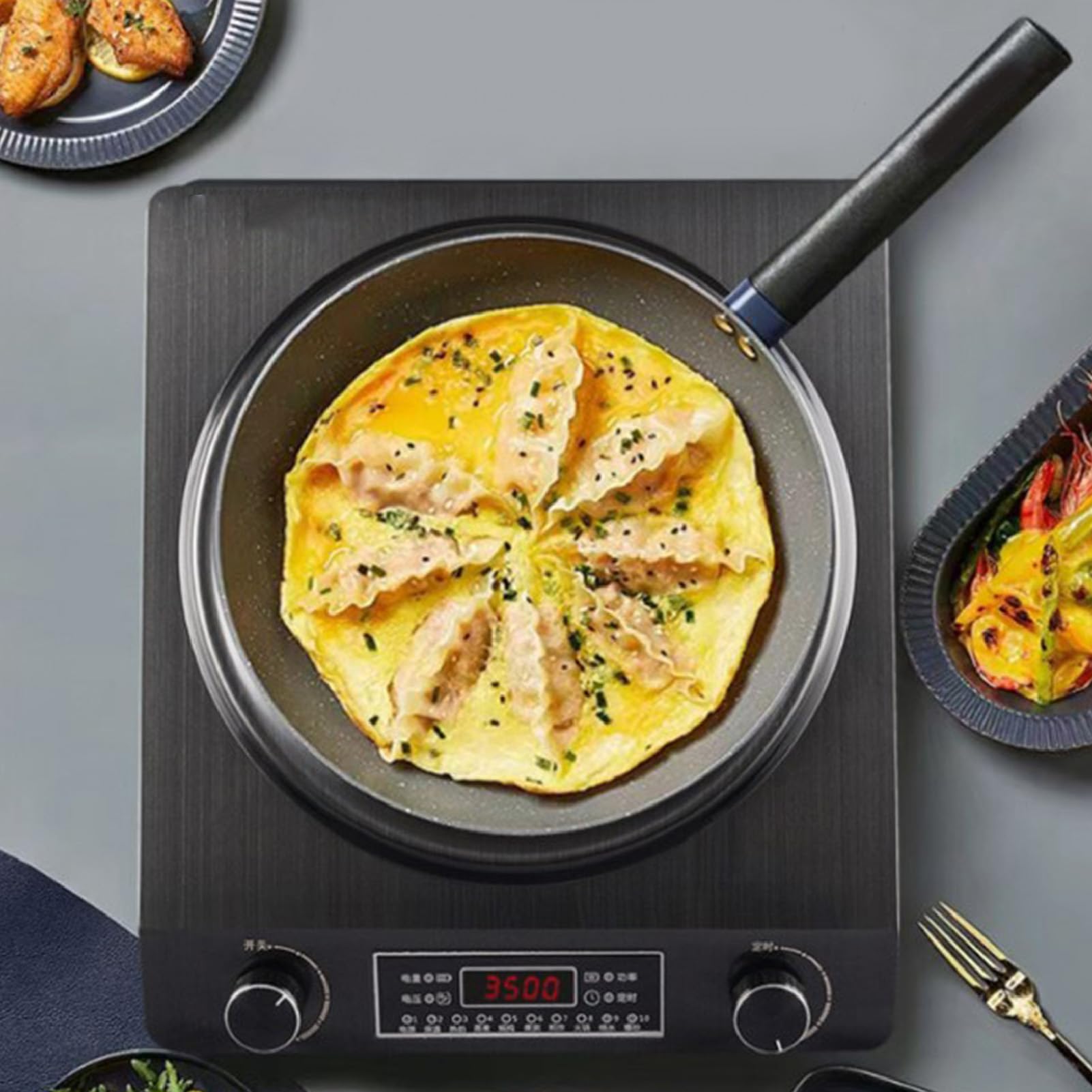 3500W Portable Induction Cooktop with Smart Touch Panel - Aluminum ABS Countertop Induction Cooker for Home Kitchen (110V US Plug) | Perfect for Small Spaces, Dorm Rooms, RV Cooking & Outdoor Use