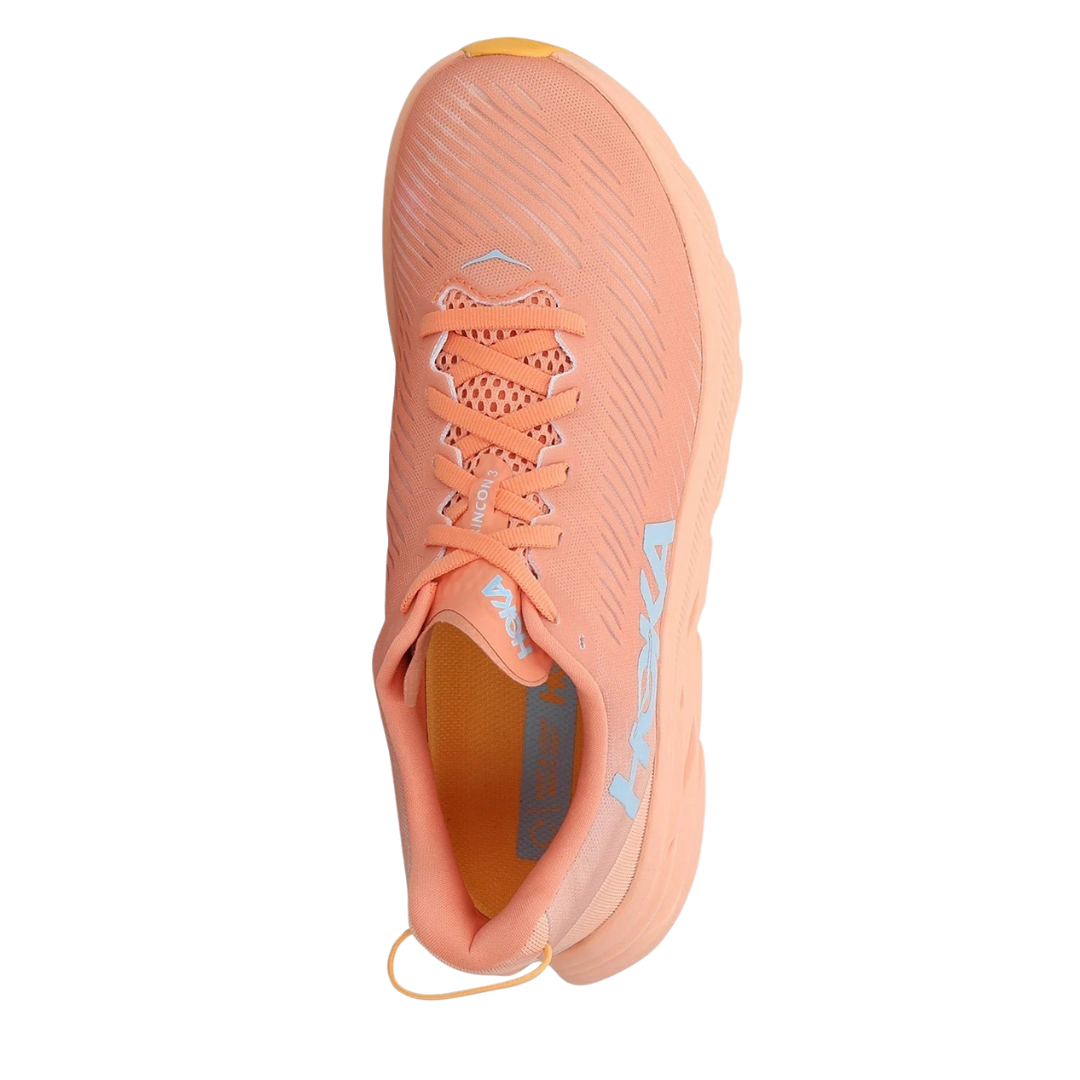 Women's Running Shoes - HOKA Rincon 3 Lightweight Sneakers in Shell Coral/Peach (B Width) for Jogging, Gym Workouts & Daily Walking