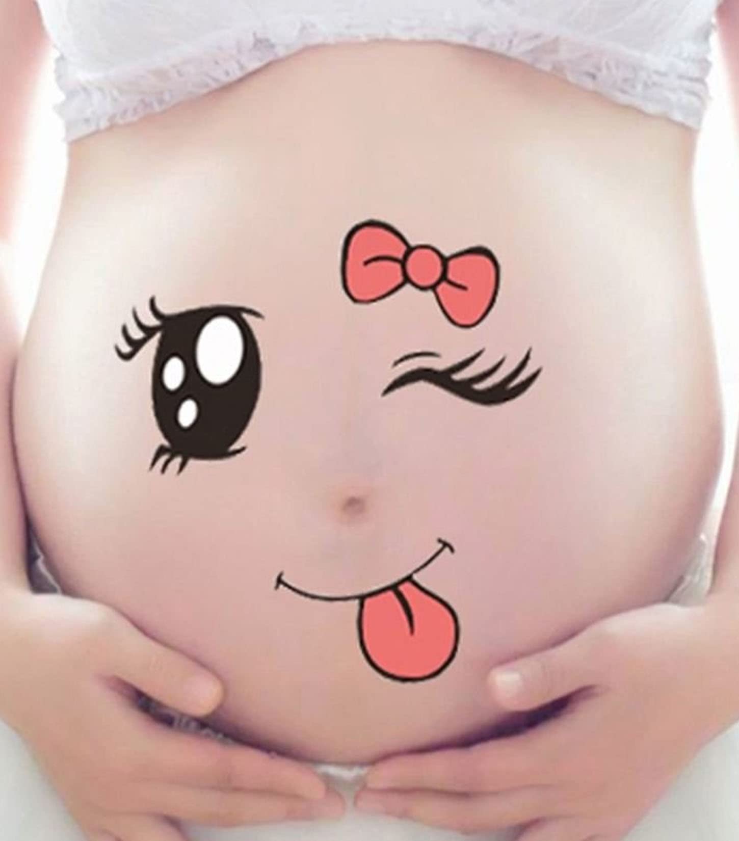 Funny Pregnancy Belly Stickers Set - 10 Pcs Cute Facial Expression Bump Stickers for Maternity Photoshoot, Baby Shower & Gender Reveal - Happy, Shy, Excited Emotion Decals for Expecting Moms