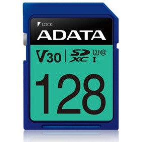 ADATA Premier Pro UHS-I U3 V30 128GB SDXC Memory Card - High Speed for DSLR Cameras, 4K Video Recording & Action Cameras
