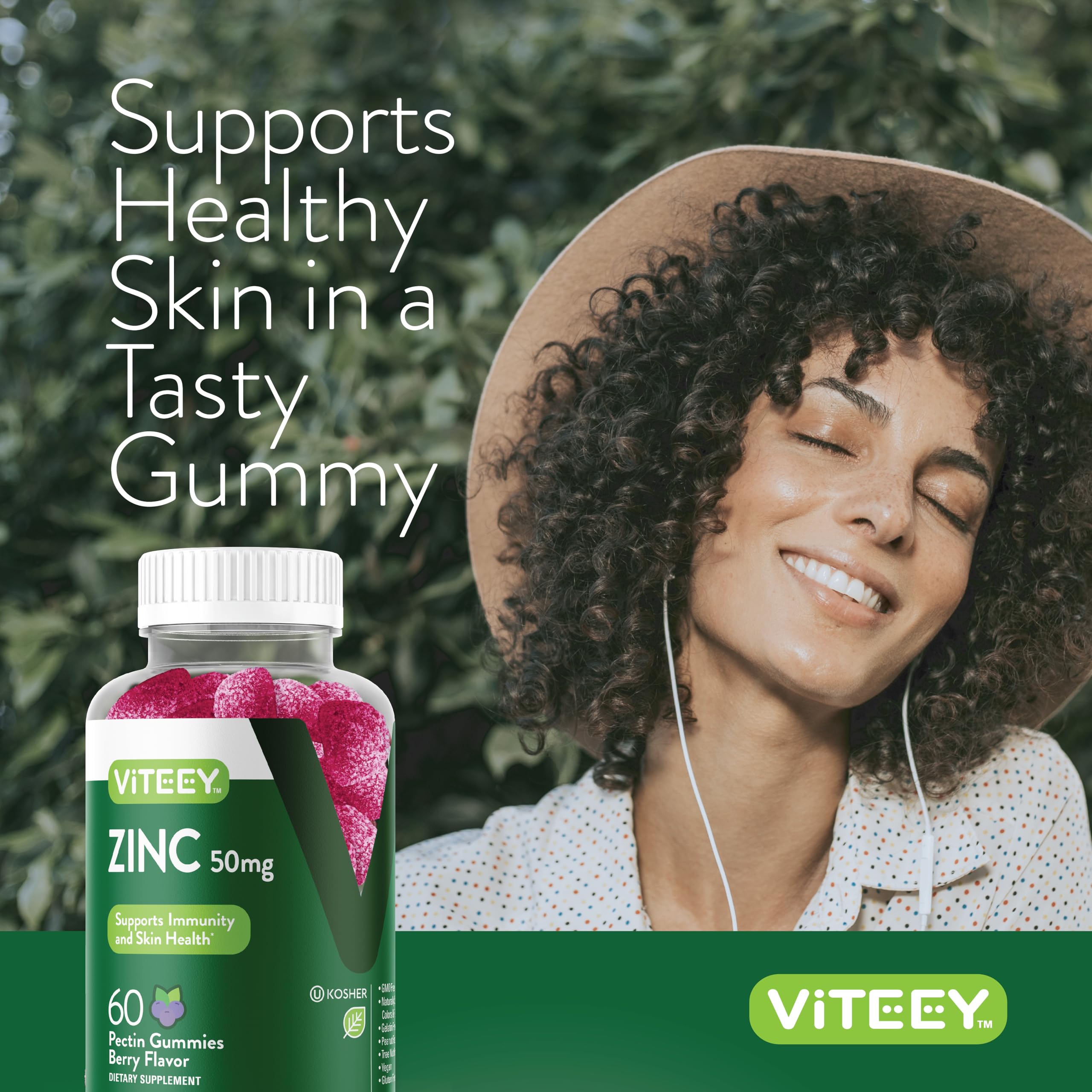 Zinc Gummies for Adults & Teens - 50mg Immune Support Supplement with Antioxidants - Vegan, Non-GMO, Gelatin Free Vitamin Zinc Gummy - Delicious Berry Flavor for Daily Health & Wellness - Perfect for Immune Boosting & Cold Prevention