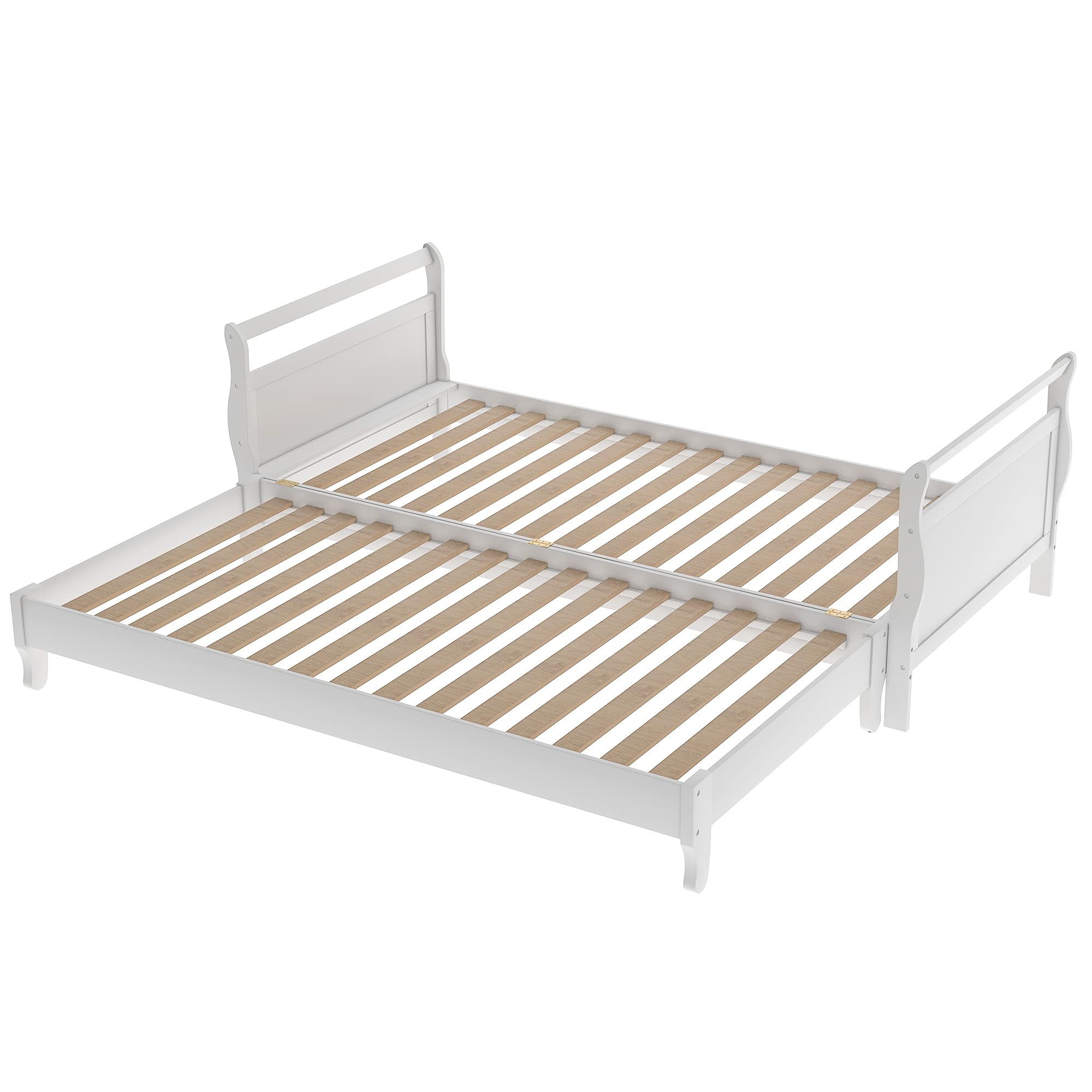 LZ LEISURE ZONE Twin Size Platform Bed Frame - Collapsible Pine Wood Bed with No Box Spring Needed - Sturdy & Space-Saving Design for Small Bedrooms, Guest Rooms & Dorm Rooms (White, Twin)