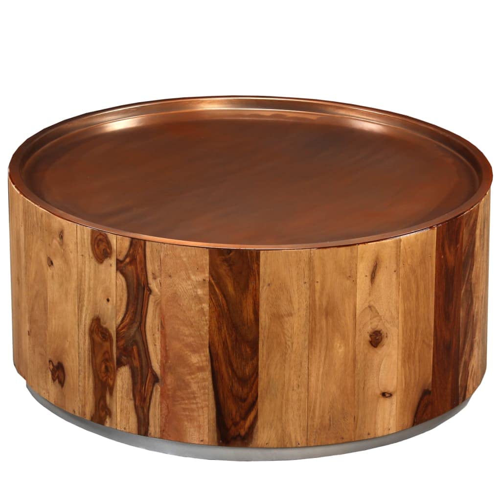 SKM Solid Sheesham Wood and Steel Coffee Table - 26.8