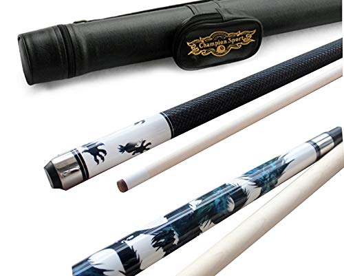 **Champion Dragon Pool Cue Stick with Predator Uniloc Joint - Low Deflection Carbon Fiber Shaft - Black or White Case - Professional Billiards Accessory for Tournament & Home Play**