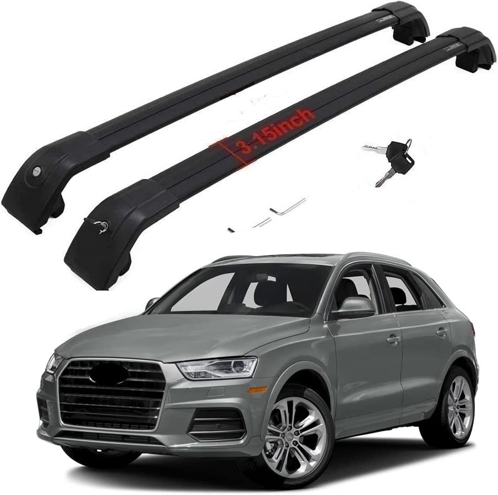 Heavy Duty 165lbs Black Roof Rack Cargo Carrier for Audi Q3 2012-2018 | Lockable Cross Bars | Perfect for Camping, Road Trips & Outdoor Adventures