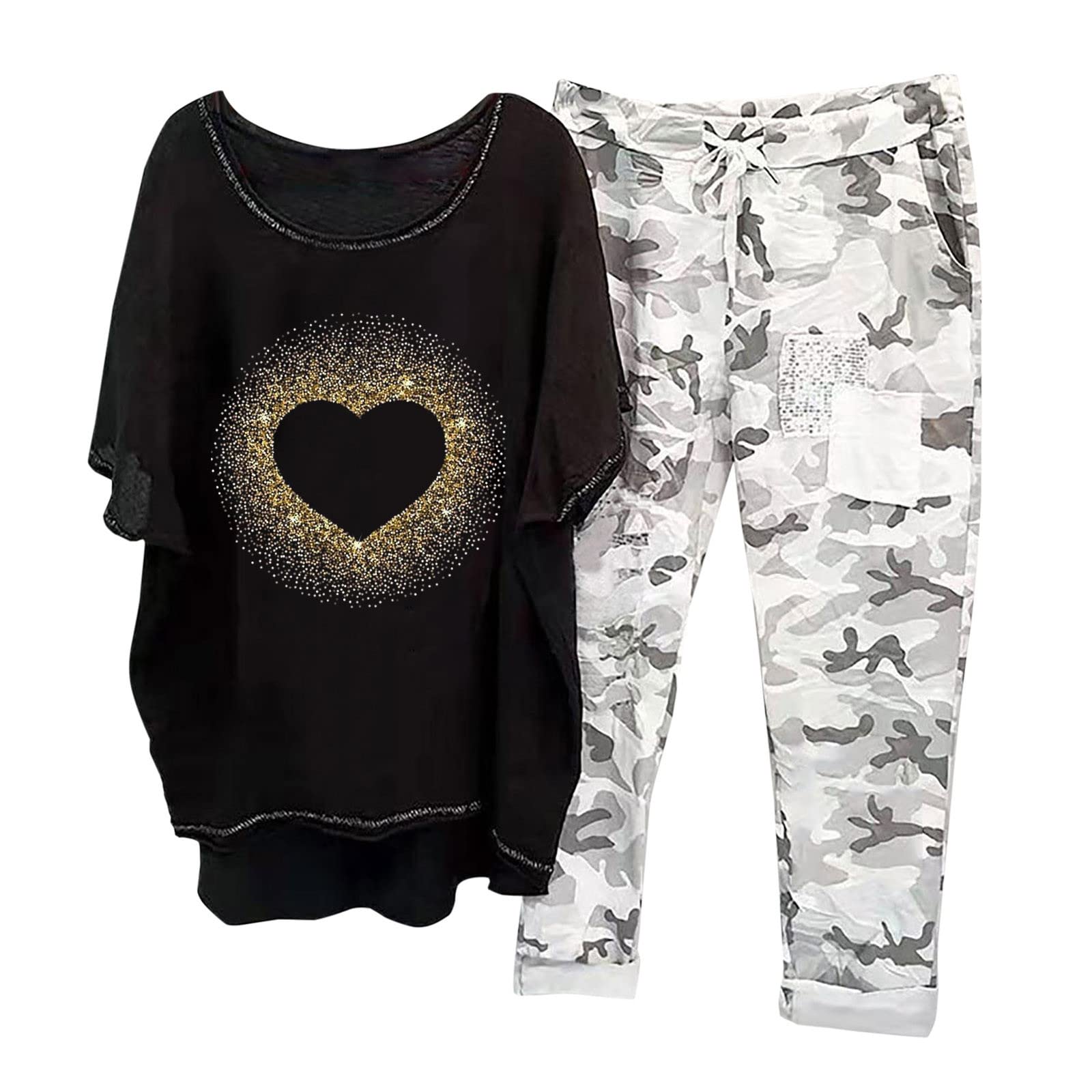 Oelaio Women's Plus Size Brown Pajama Set - 2 Piece Outfit with Pockets, Wide Leg Lounge Pants & Top | Fall Sleepwear, Loungewear for Comfort at Home or Travel