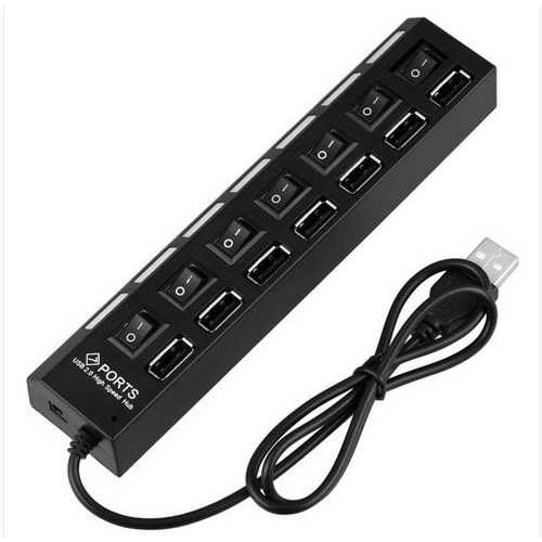 7-Port USB 2.0 Hub with LED Indicators - High Speed Data Transfer & Charging Station for PC, Laptop, Gaming Console & Home Office Setup