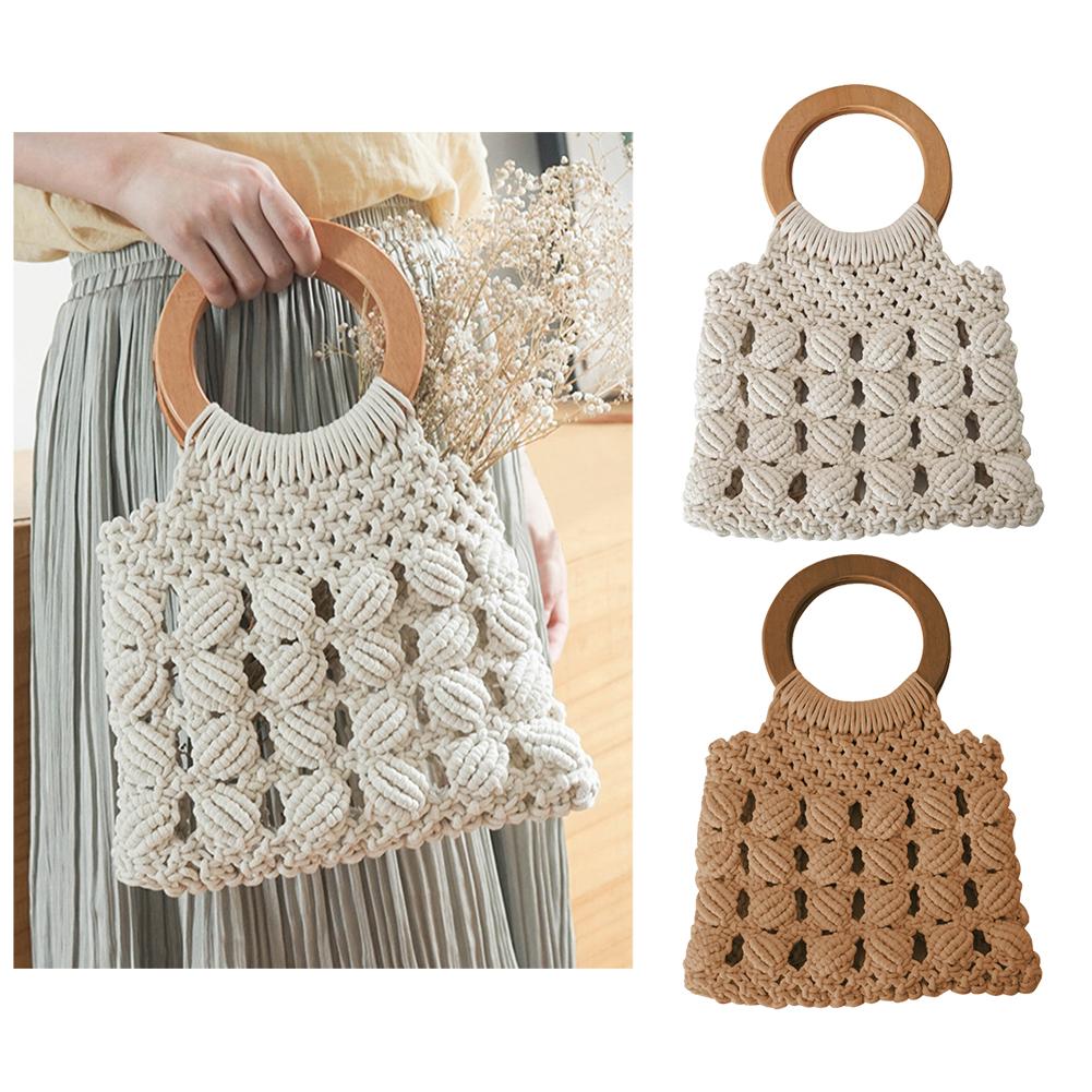 Stylish Cotton Rope Straw Tote Bag for Women - Perfect for Beach, Shopping & Summer Outfits