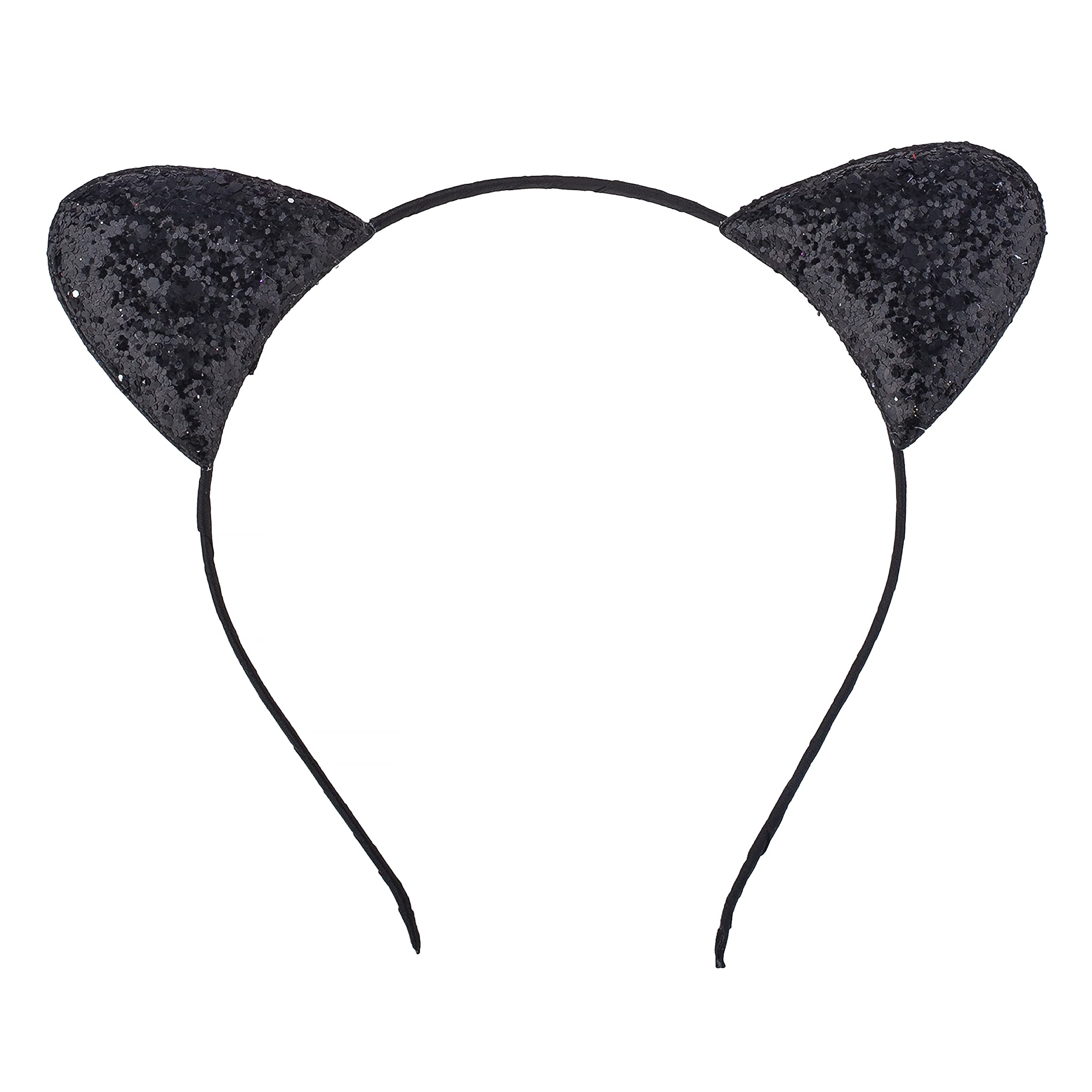 Christmas Cat Ears Headband Set - Glittery Silver Black Pink for Girls | Party & Cosplay