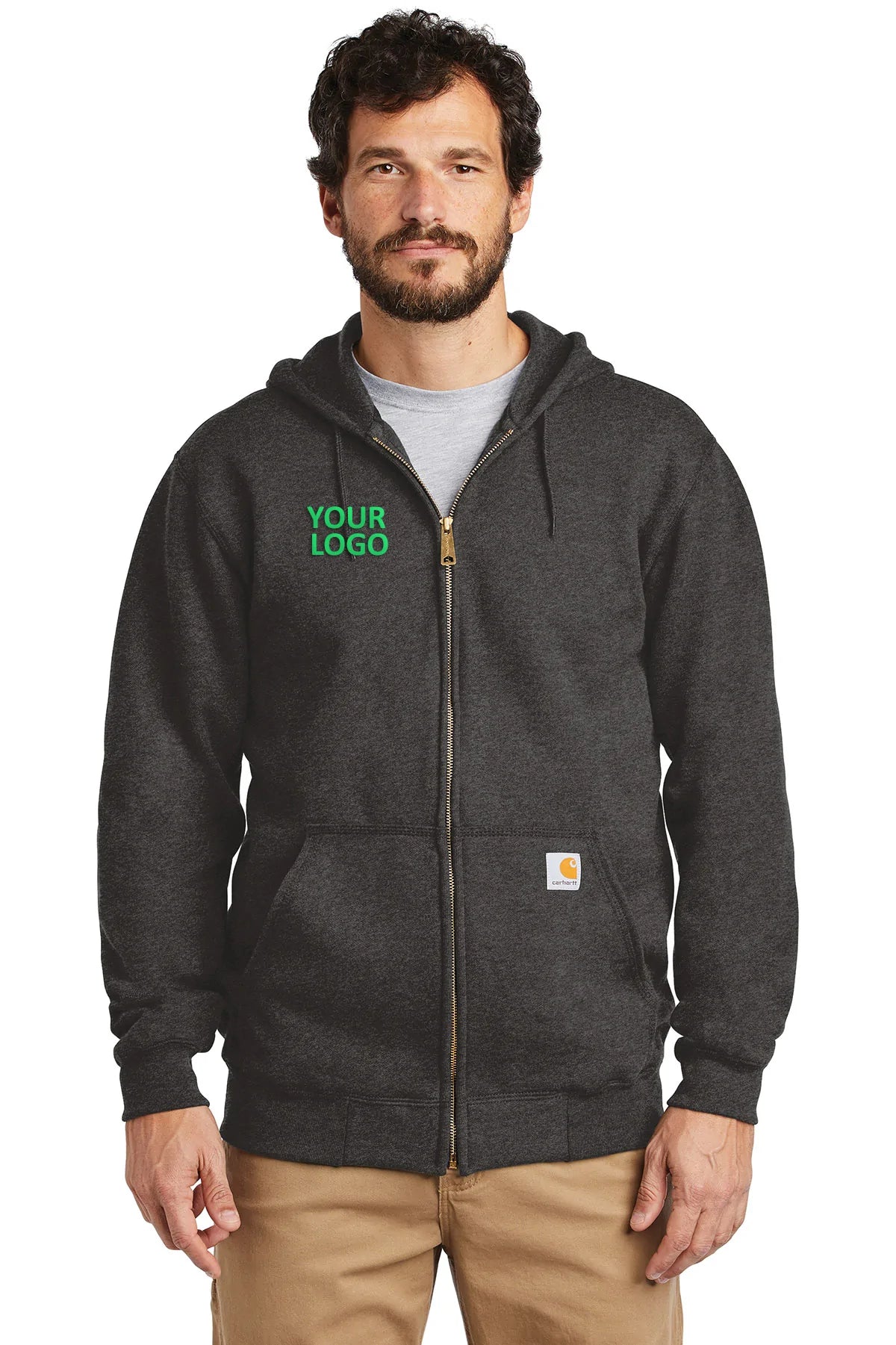 Carhartt Midweight Zip-Up Hoodie for Men & Women - Carbon Heather - Comfortable & Durable Fleece Pullover for Work, Outdoor & Casual Wear